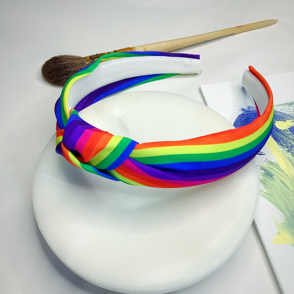 Rainbow Stripe Bow Strip, Headband and Scrunchie Collection