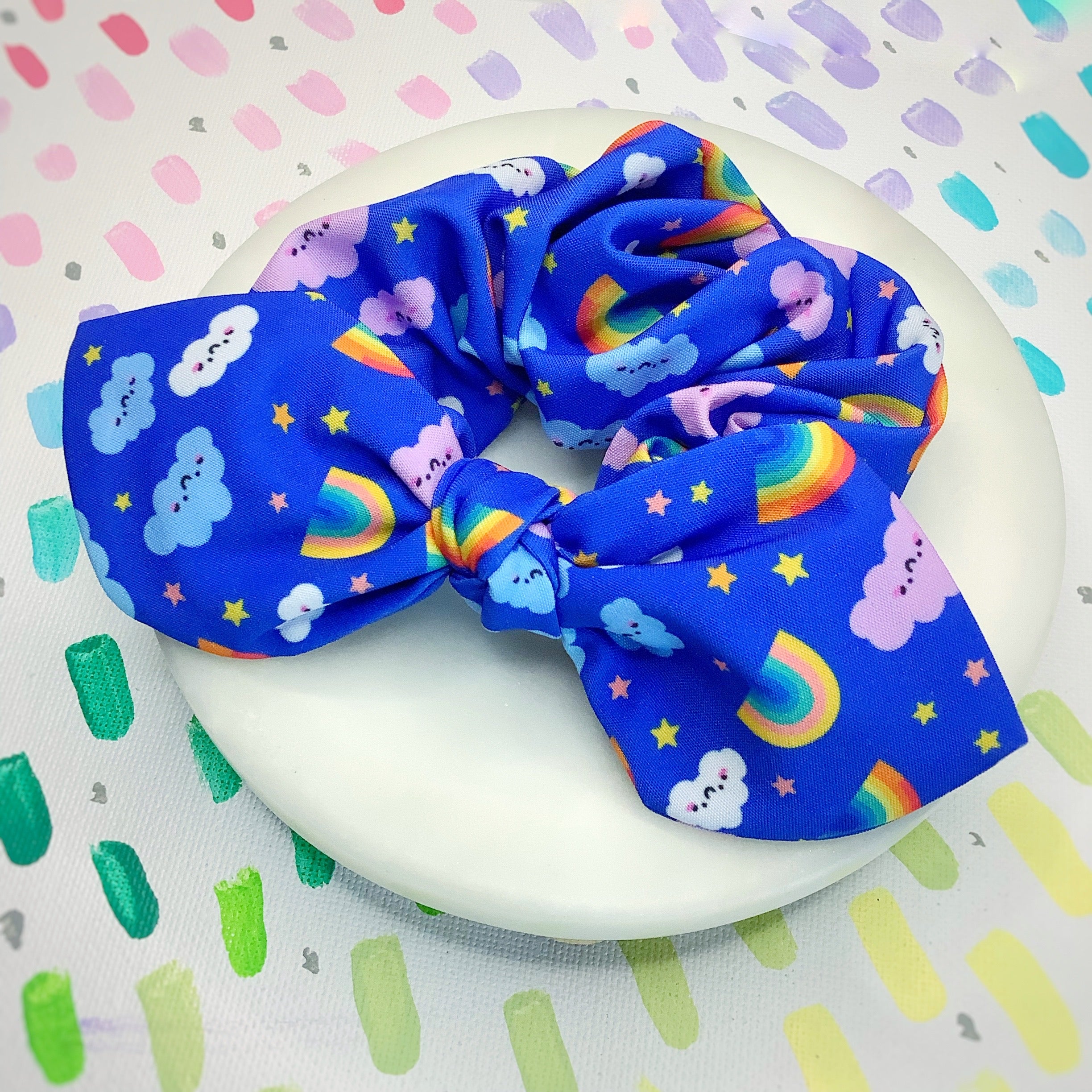 Happy Rainbows Bow Strip and Scrunchie Collection