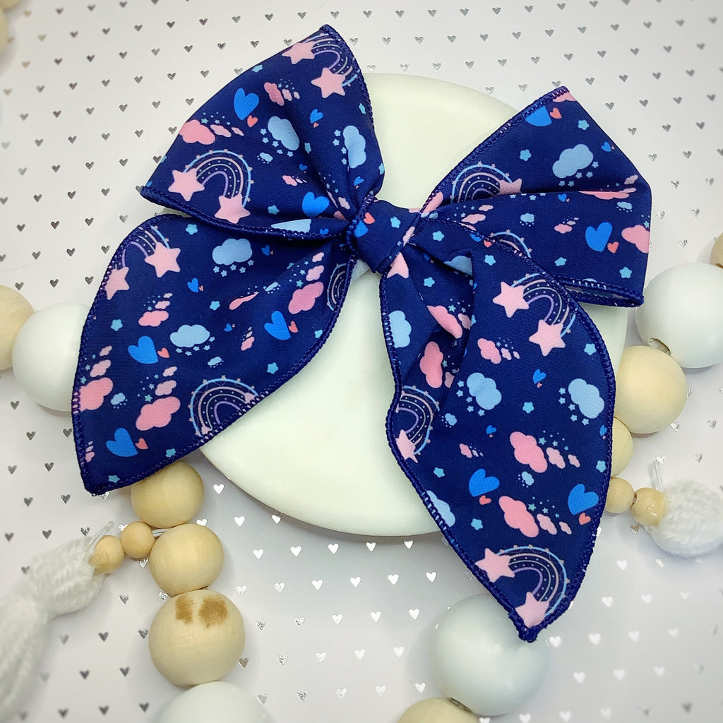 Navy Doodles Rainbows Quinn Scrunchie and Bow Collection