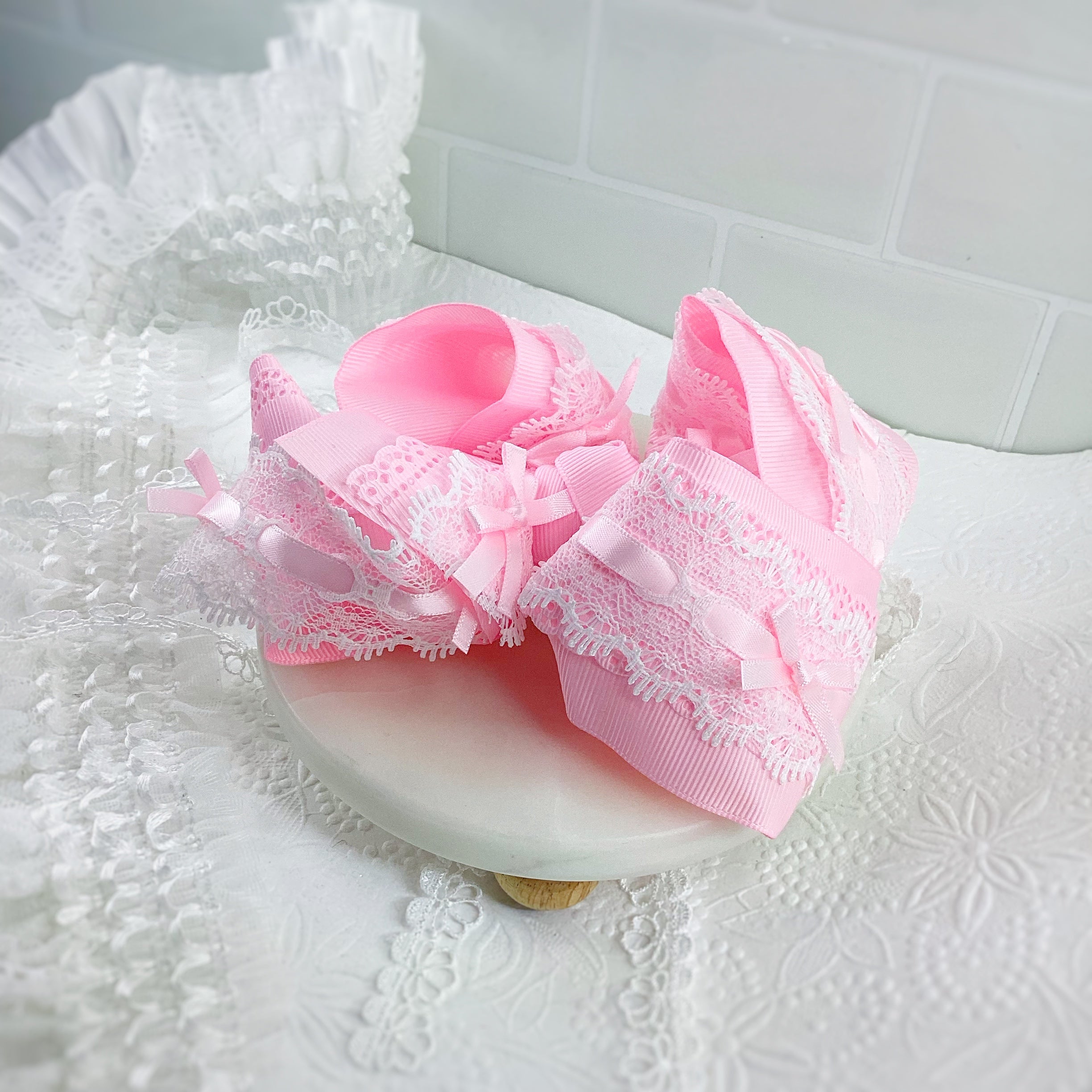 Pink Lace and Satin Bows Ribbon Bow Collection