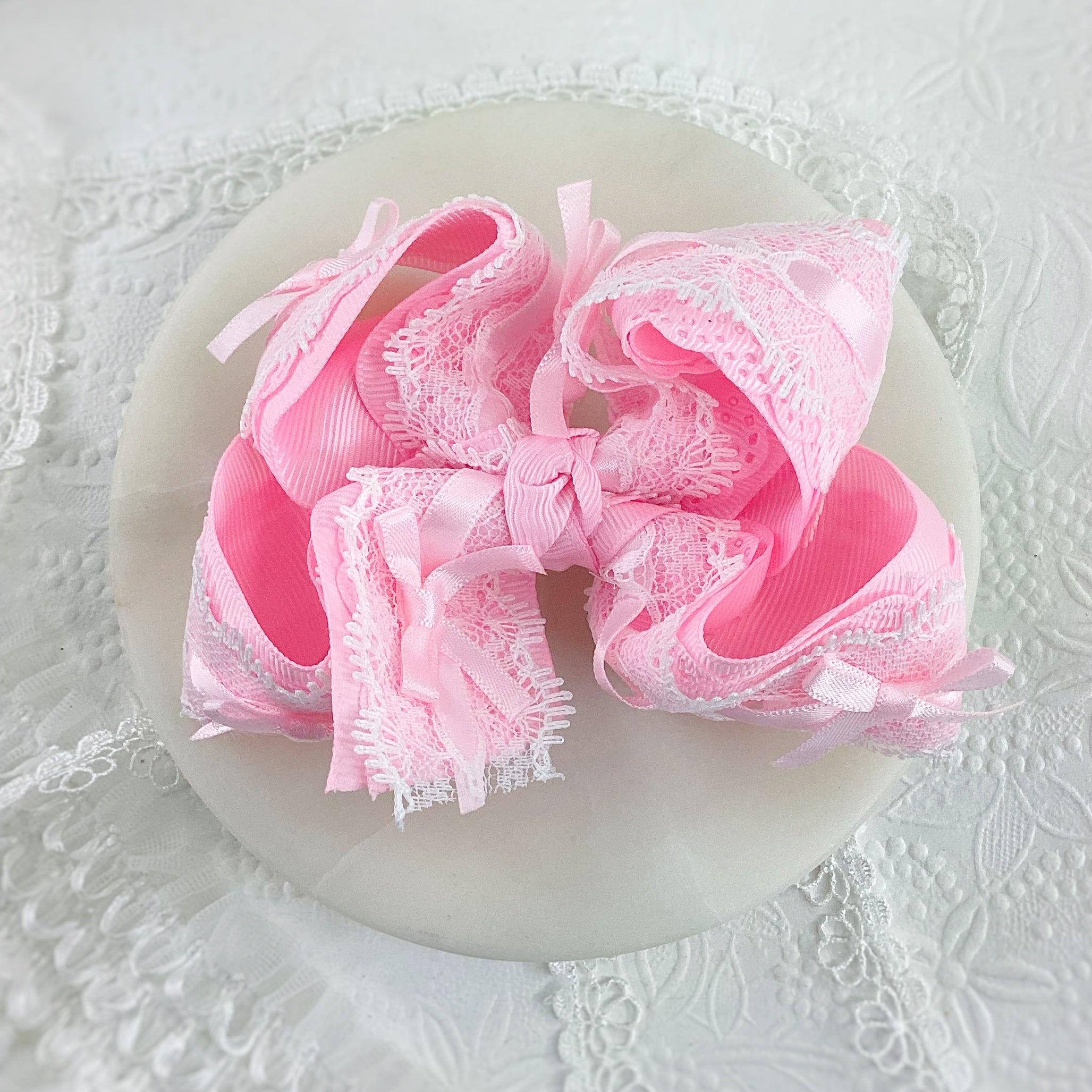 Pink Lace and Satin Bows Ribbon Bow Collection