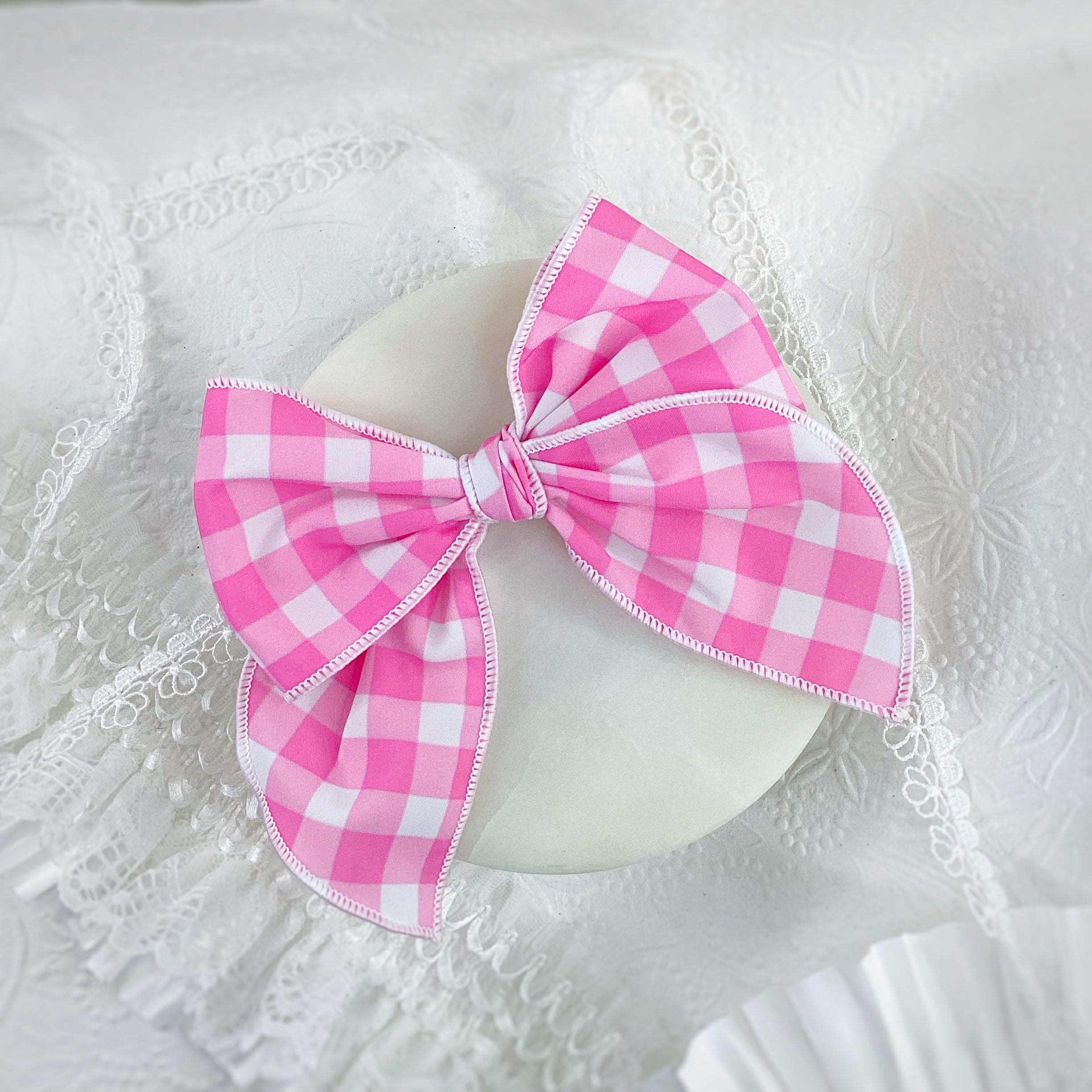 Pink Gingham Bow Strip Collection