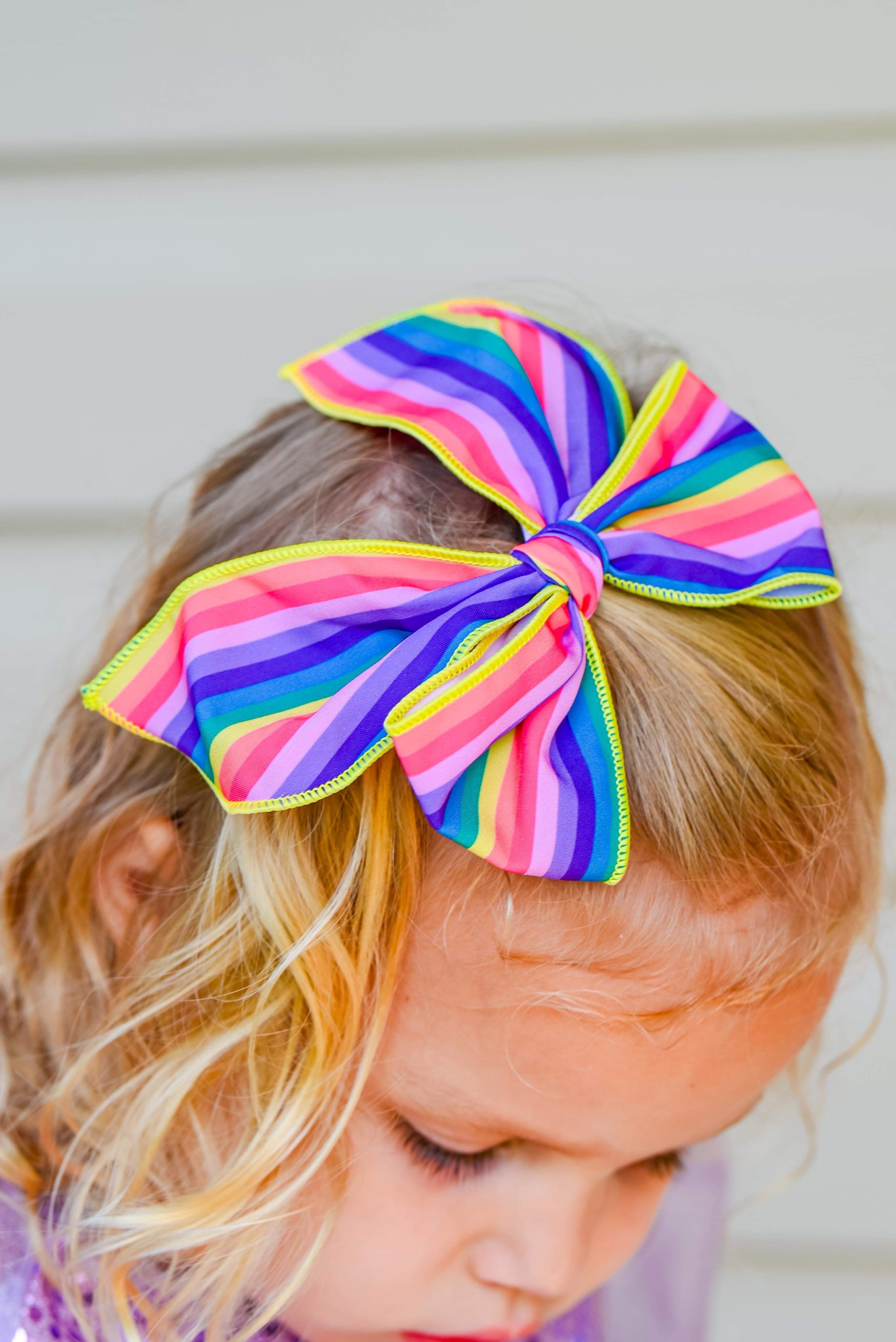 Rainbow Stripe Bow Strip, Headband and Scrunchie Collection