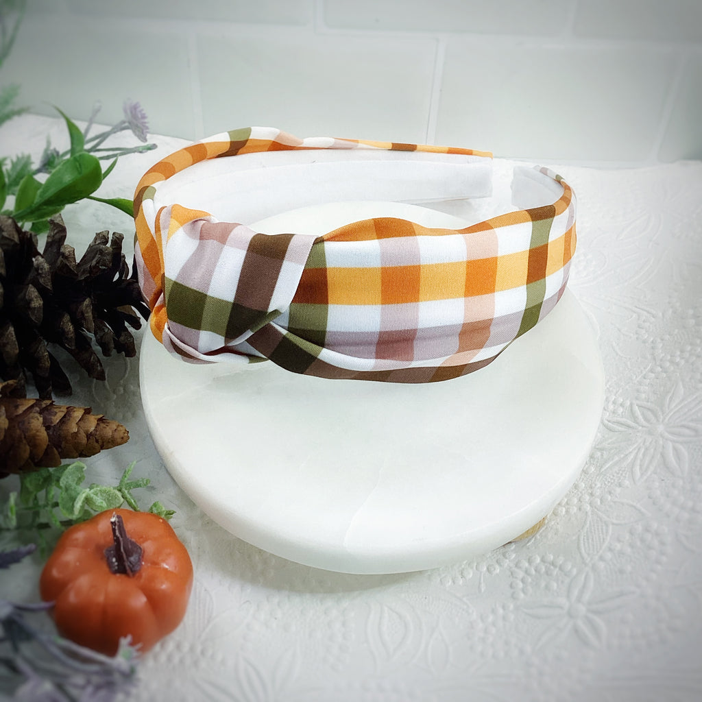 Autumn Plaid Bow Strip and Scrunchie Collection