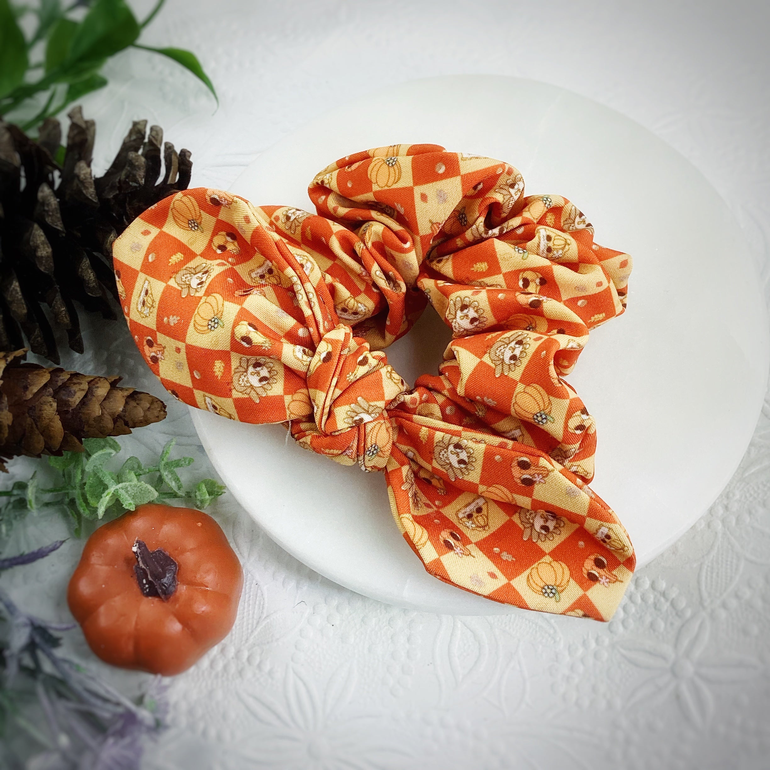 Thanksgiving Checker Bow Strip, Headband and Scrunchie Collection