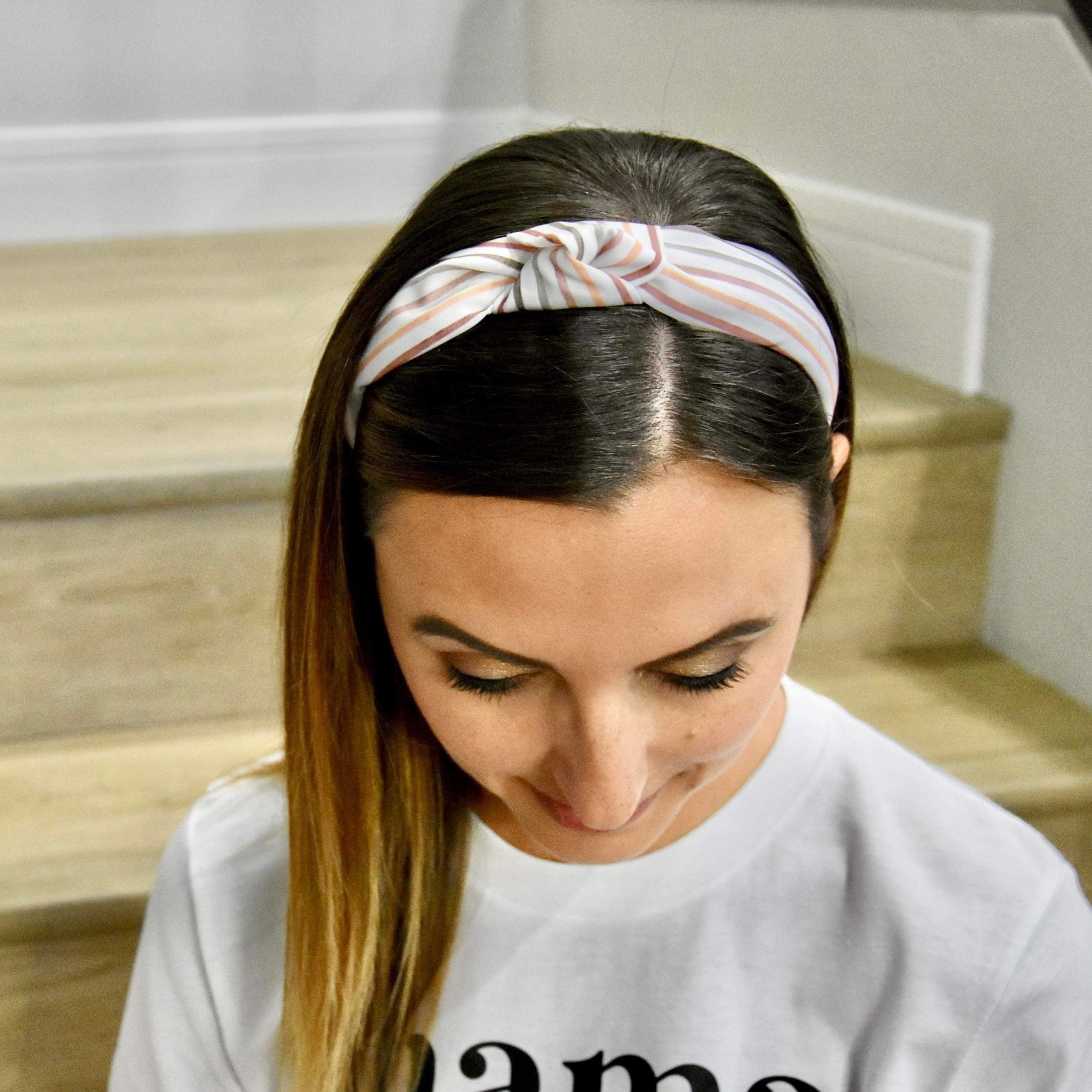 Neutral Multi Stripes Bow Strip, Headband and Scrunchie Collection