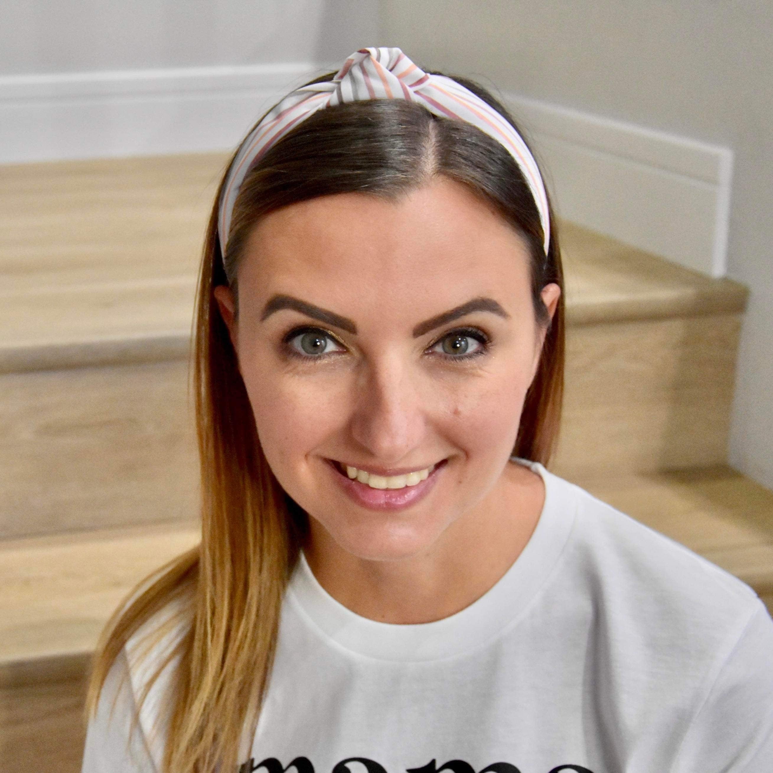 Neutral Multi Stripes Bow Strip, Headband and Scrunchie Collection