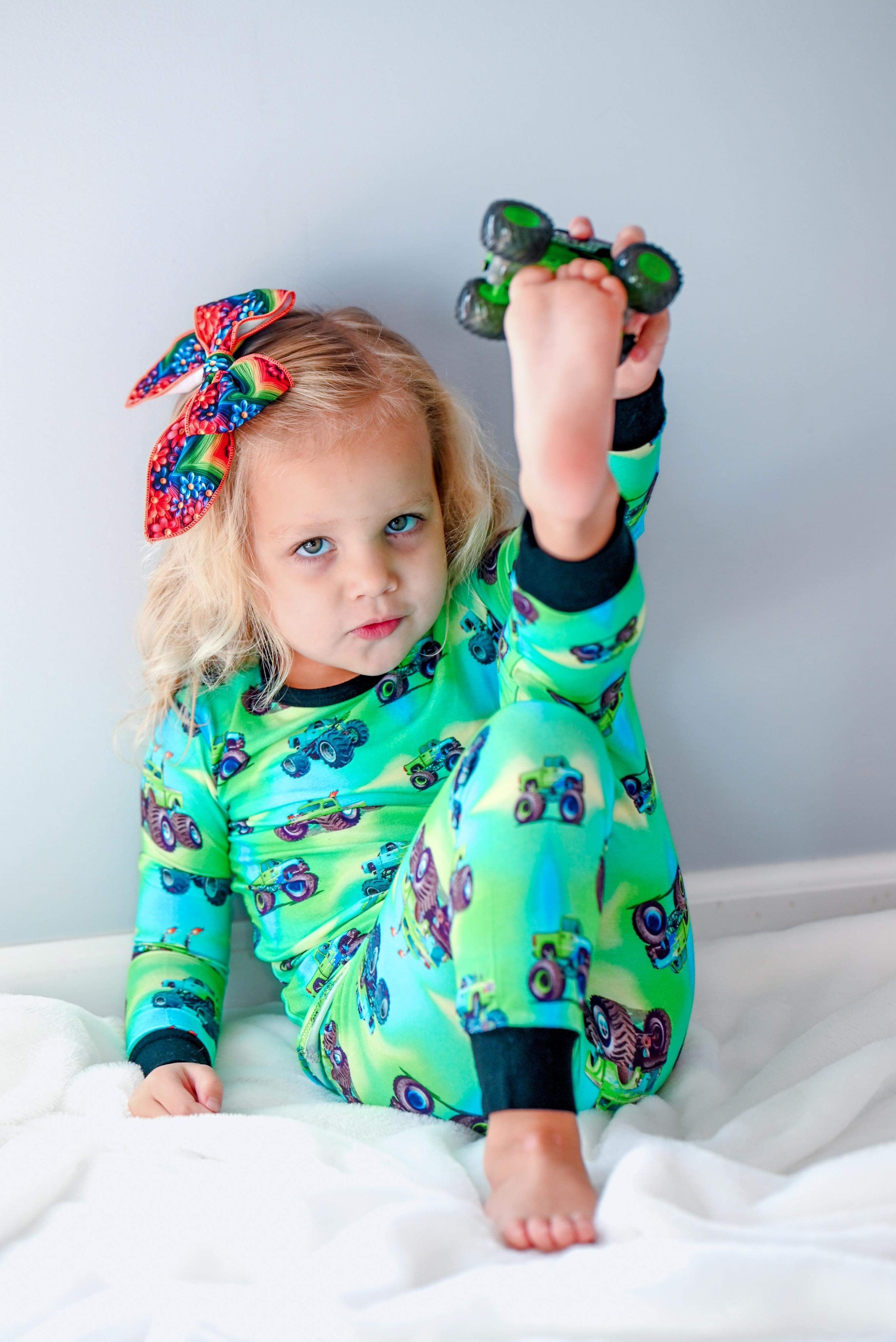 Embroidered-Look Floral Rainbows Bow Strip, Headband and Scrunchie Collection