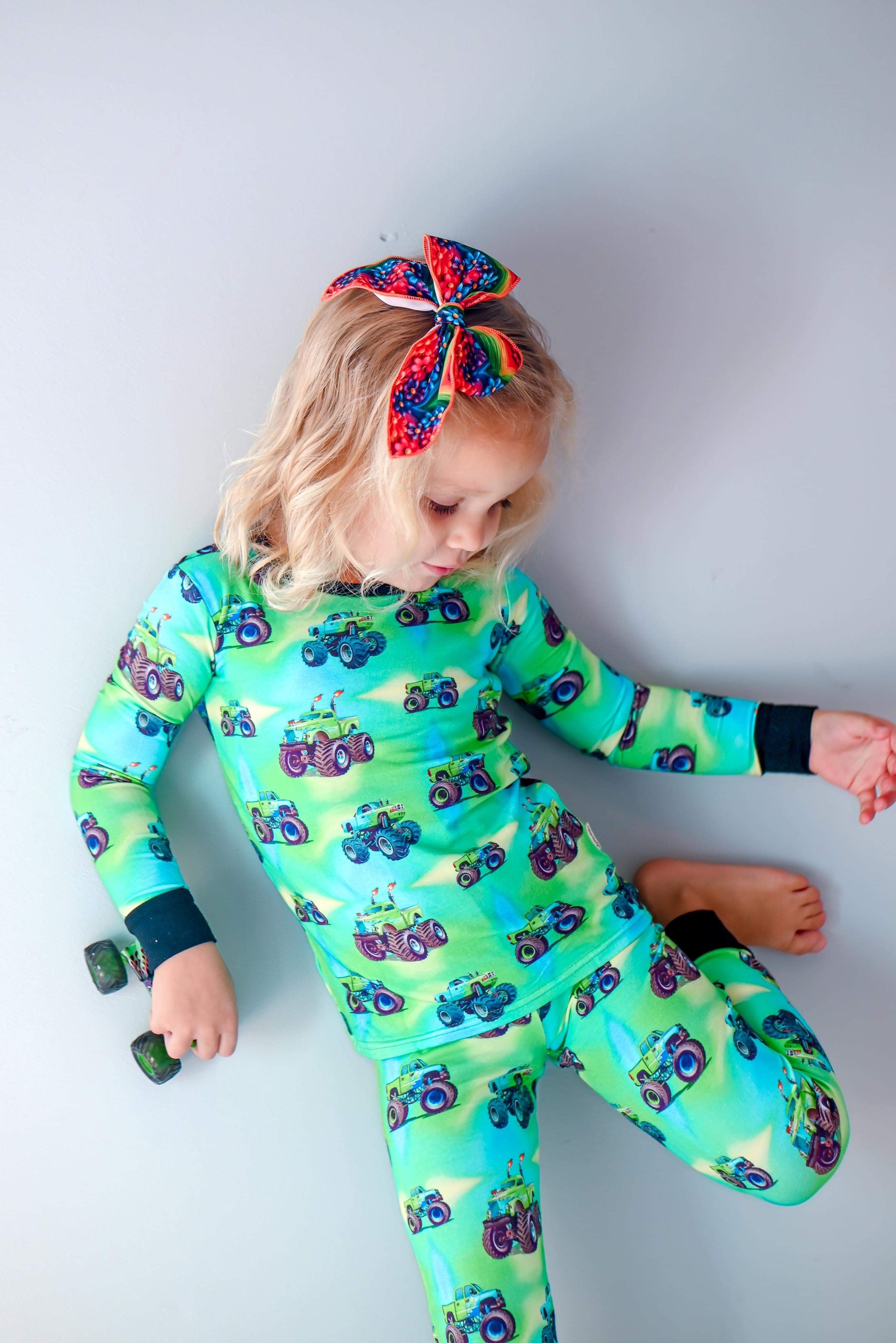 Embroidered-Look Floral Rainbows Bow Strip, Headband and Scrunchie Collection