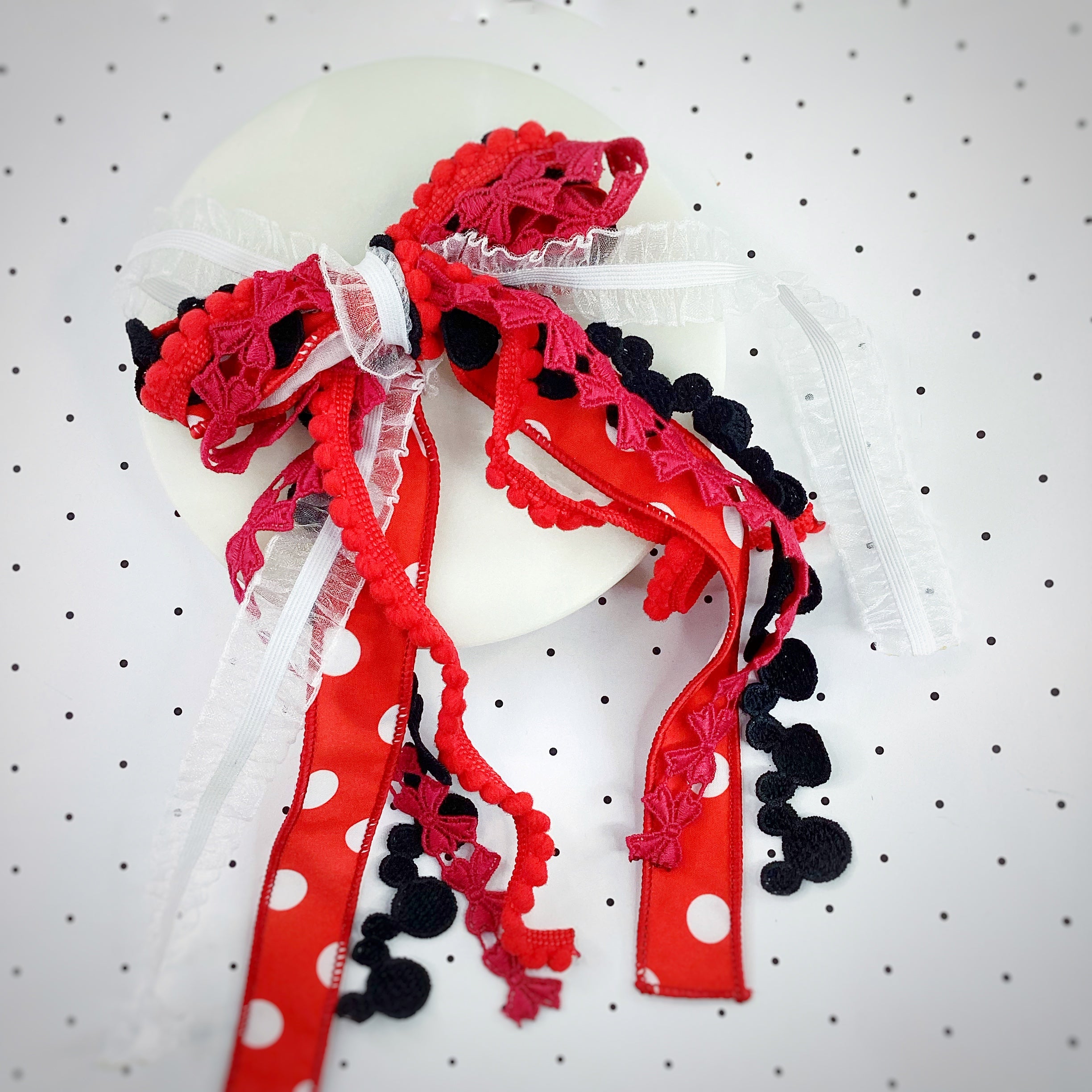 Mouse Polka Dots Messy Trim Bows
