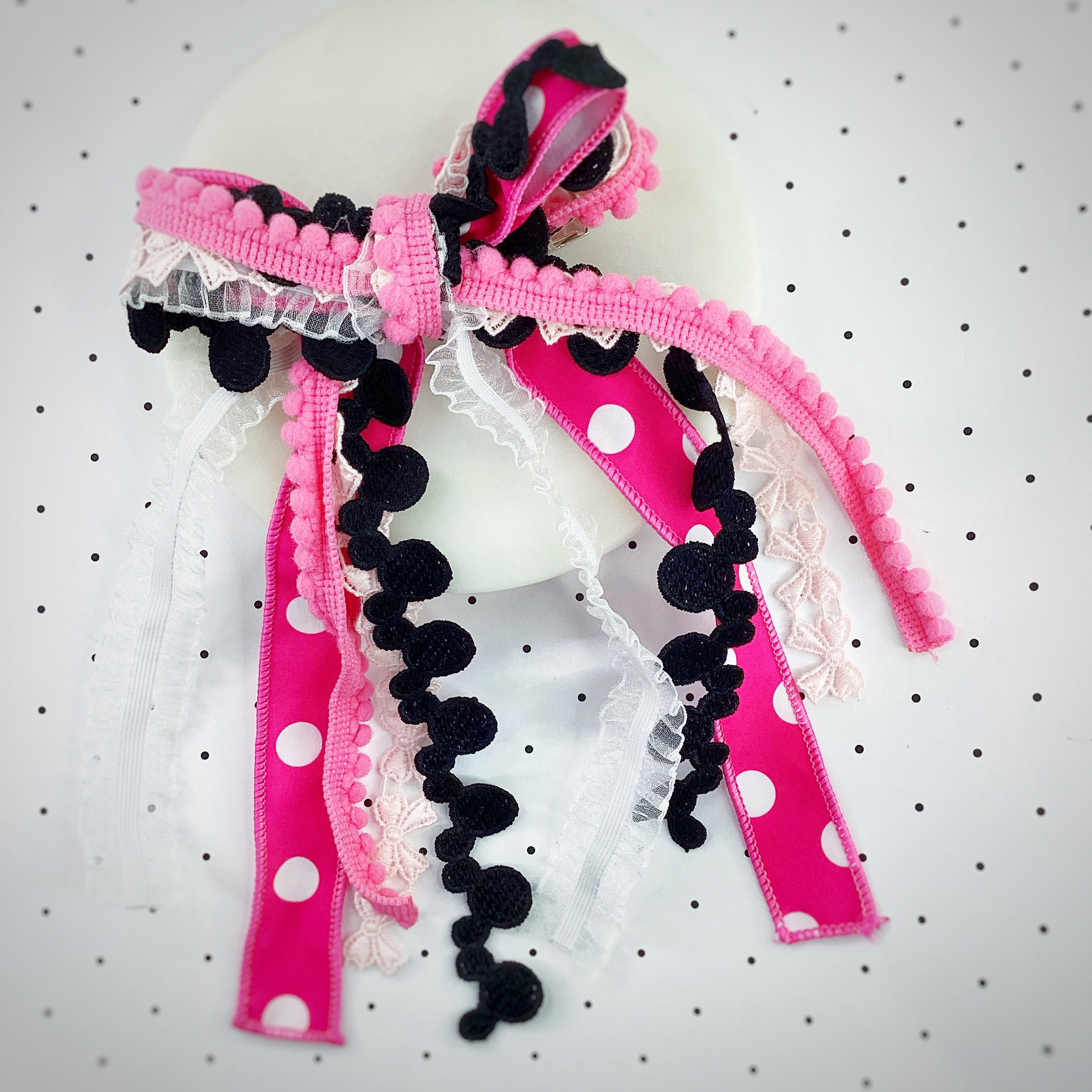 Mouse Polka Dots Messy Trim Bows