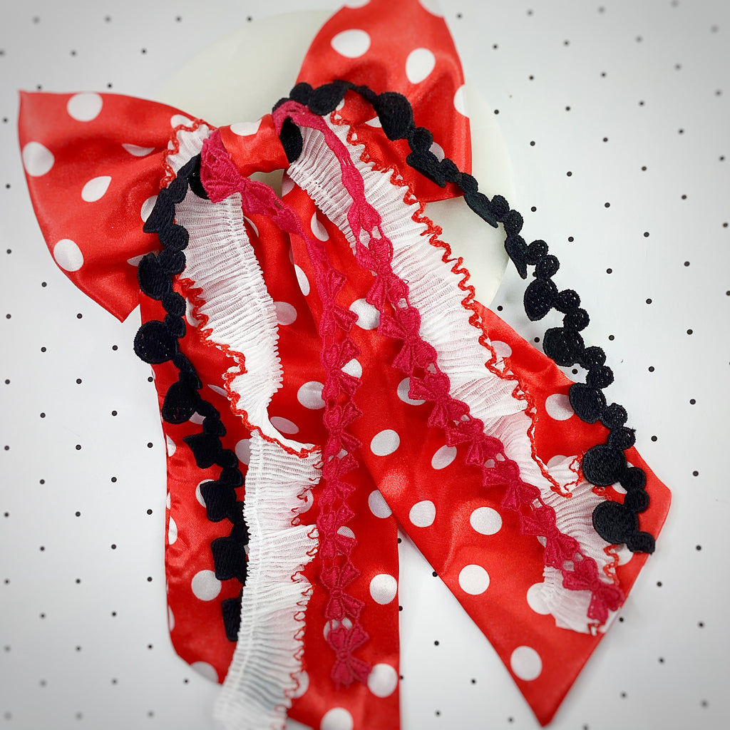 Mouse Polka Dots Satin OTT Finished Bow