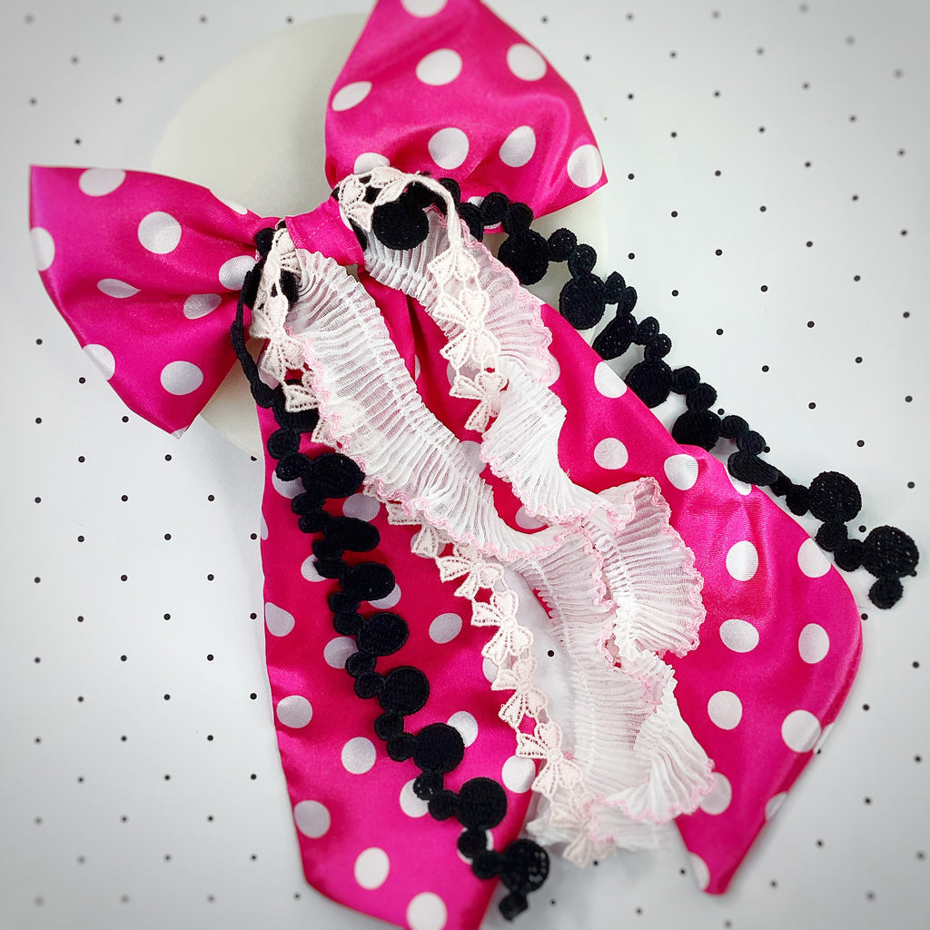 Mouse Polka Dots Satin OTT Finished Bow