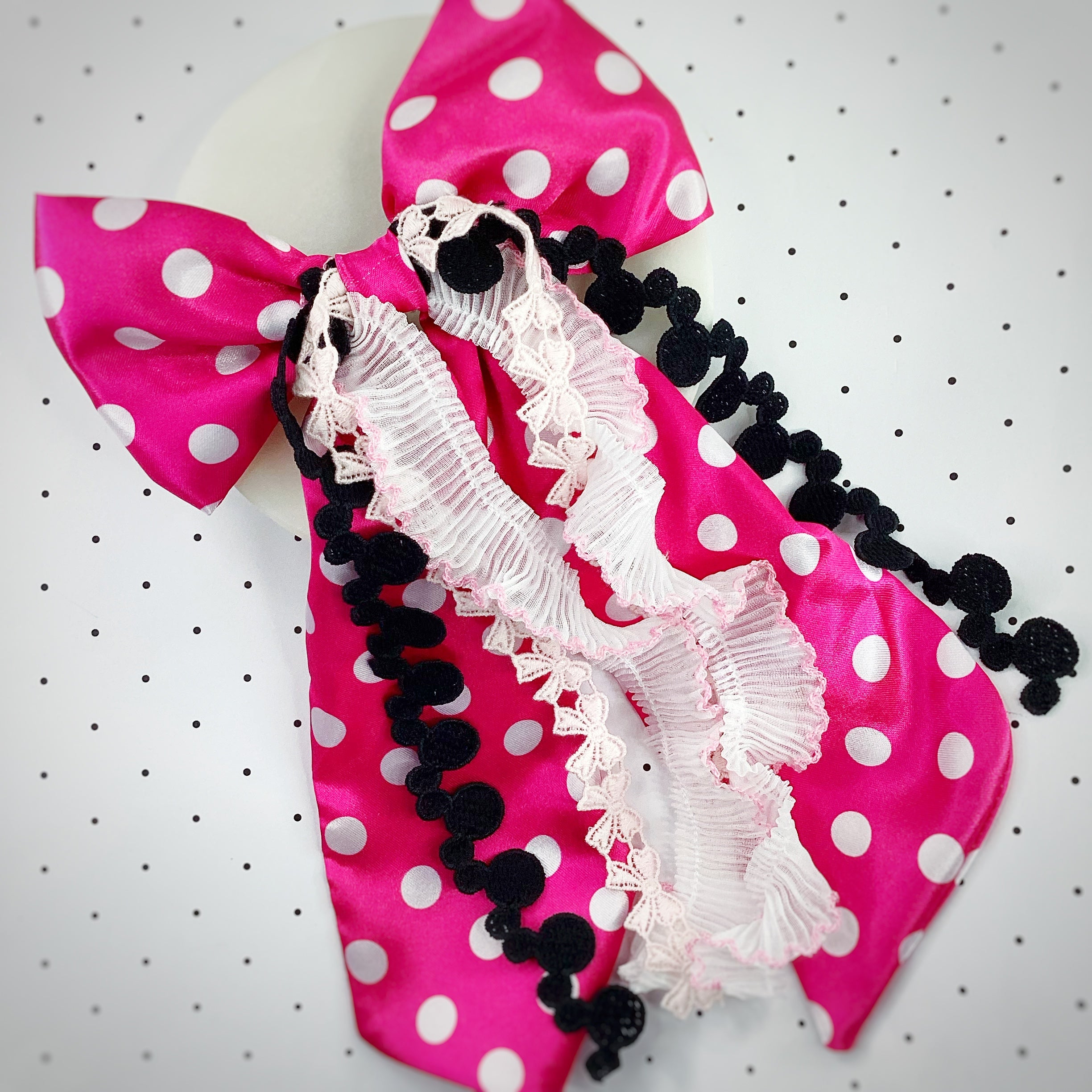 Mouse Polka Dots Satin OTT Finished Bow