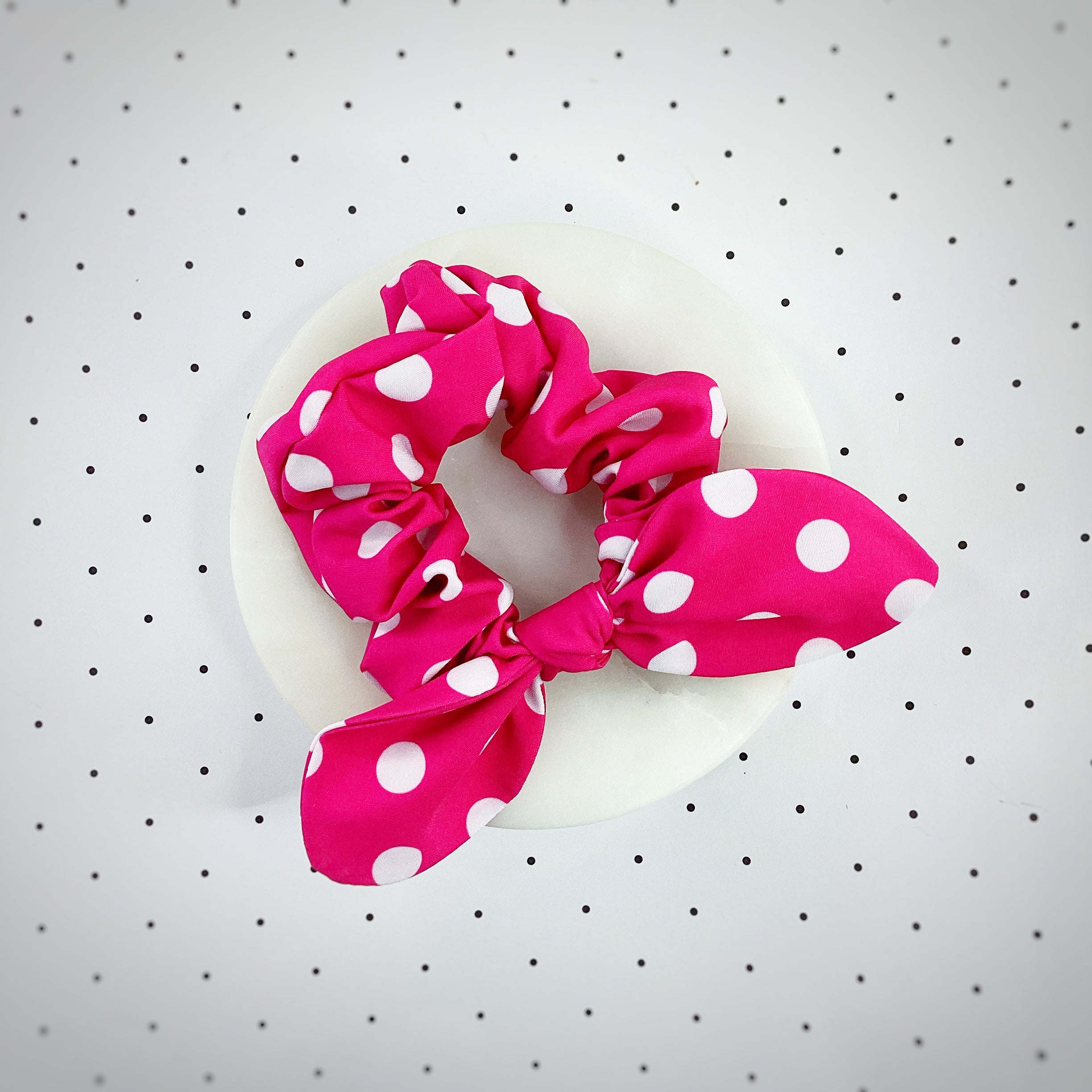 Pink Polka Dot Mouse Bow Strip, Headband and Scrunchie Collection
