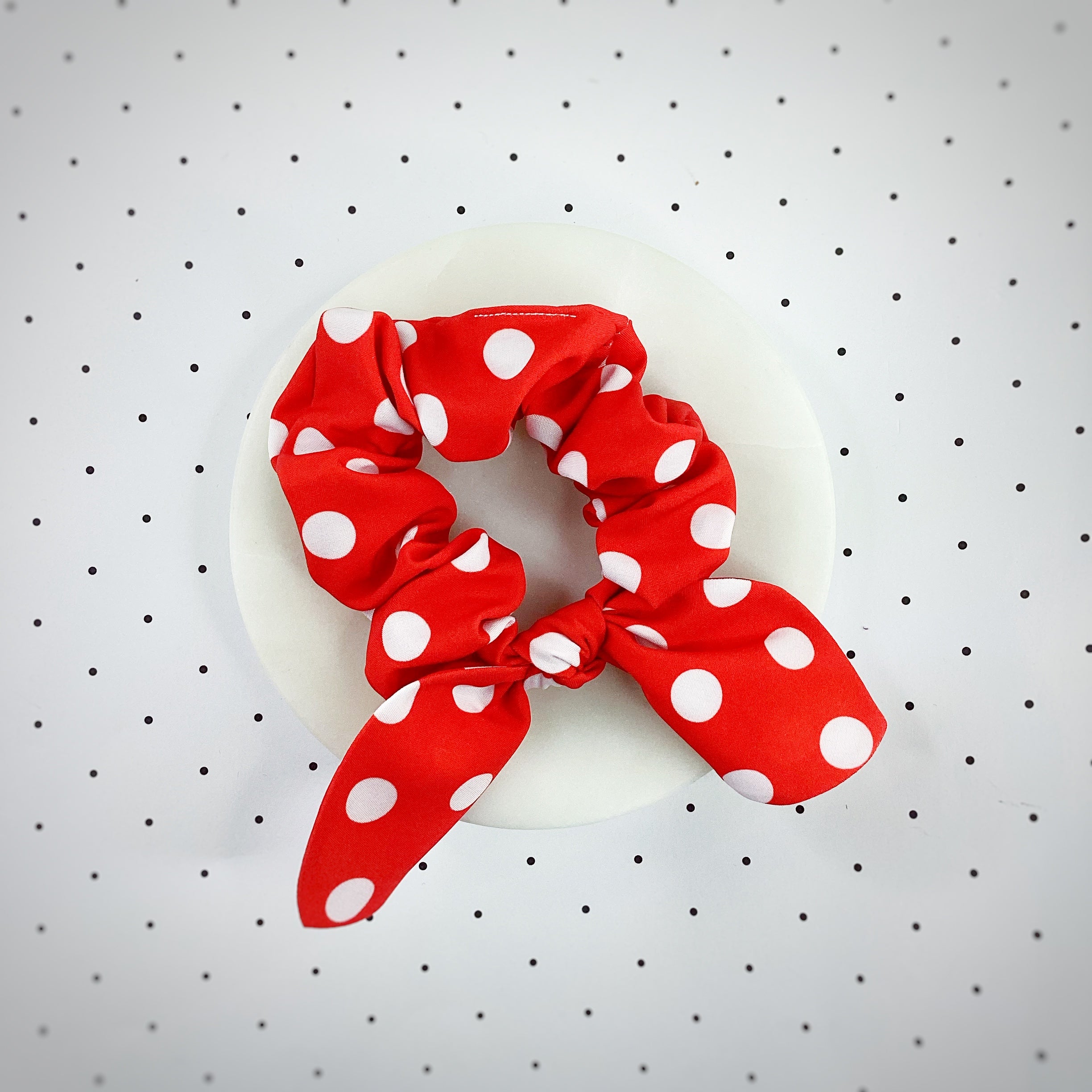 Red Polka Dot Mouse Bow Strip, Headband and Scrunchie Collection
