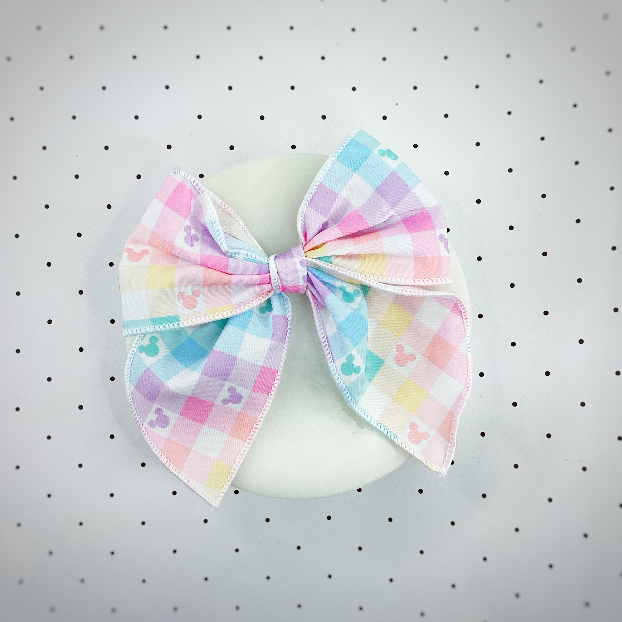 Mouse Pastel Gingham Bow Strip, Headband and Scrunchie Collection