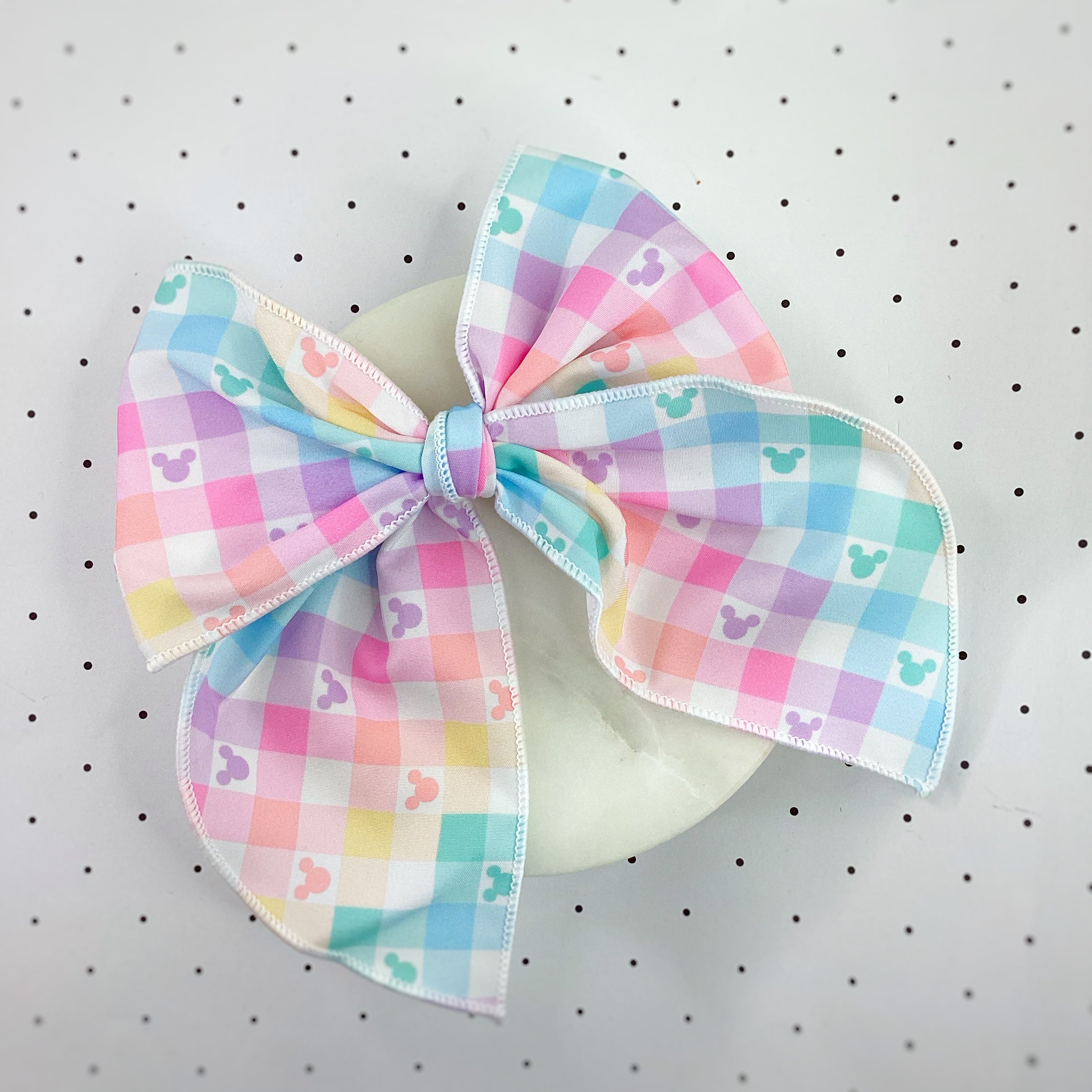 Mouse Pastel Gingham Bow Strip, Headband and Scrunchie Collection