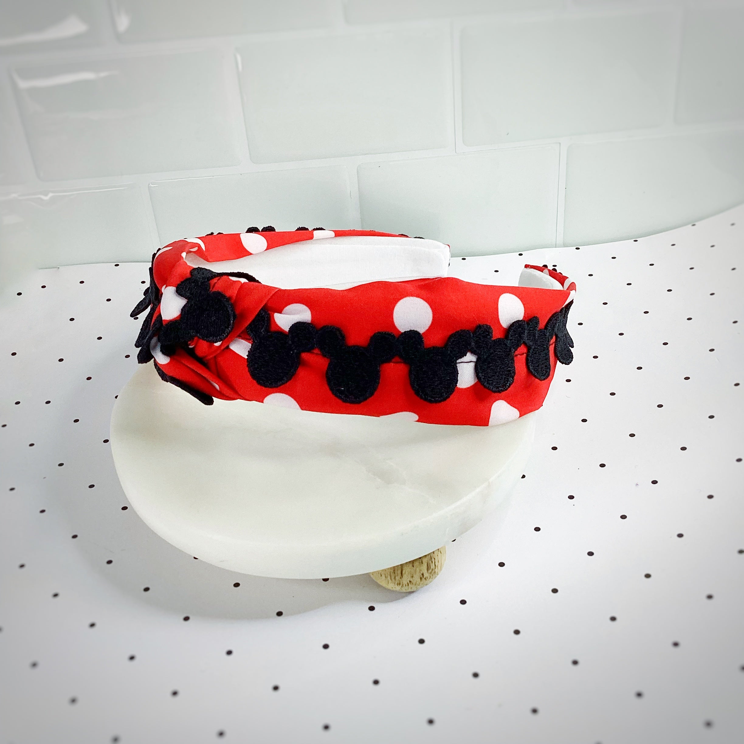 Red Polka Dot Mouse Bow Strip, Headband and Scrunchie Collection