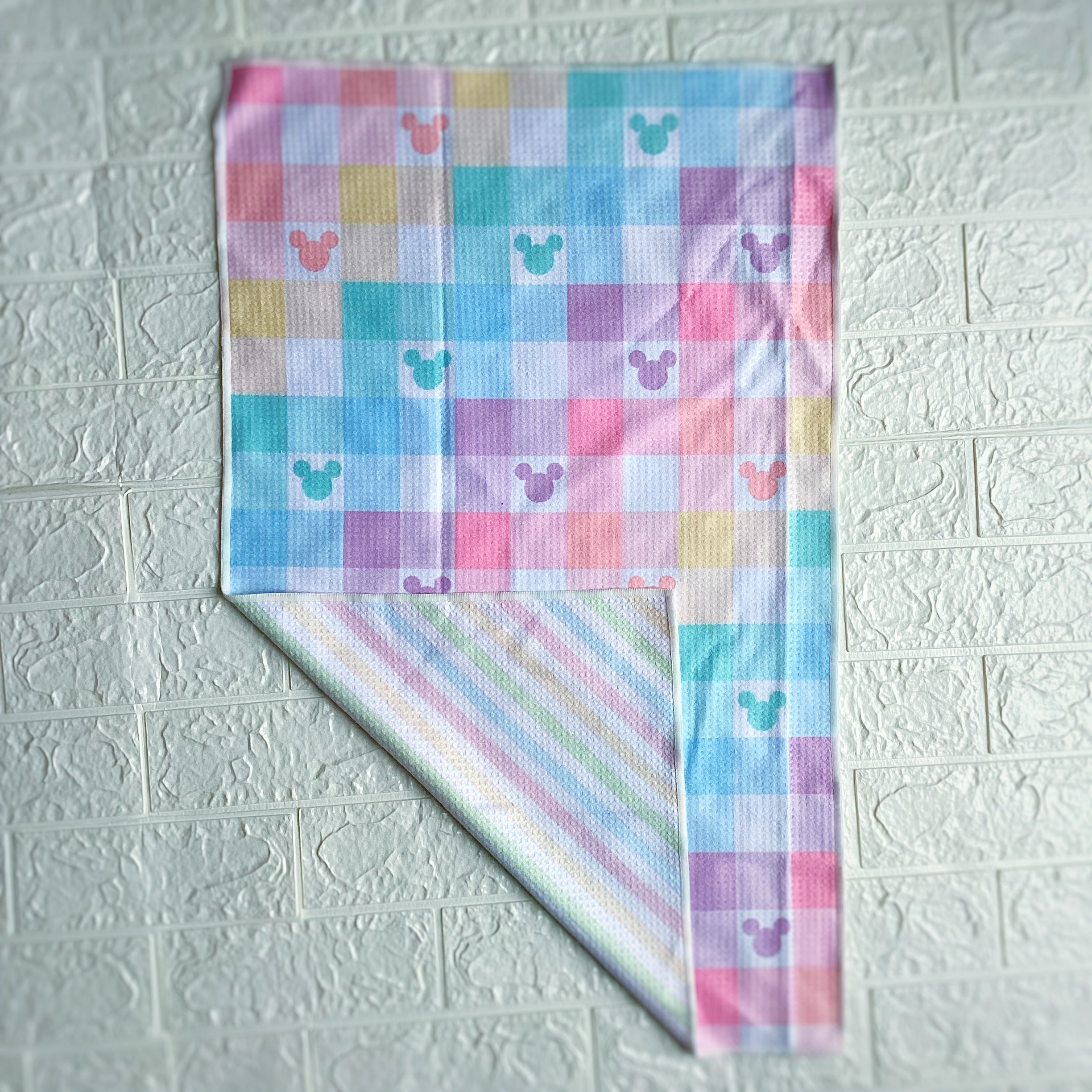 Pastel Mouse Gingham Hand Towel