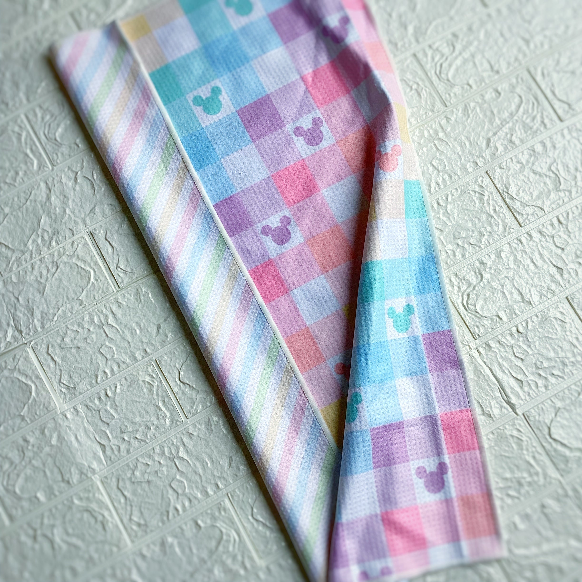 Pastel Mouse Gingham Hand Towel