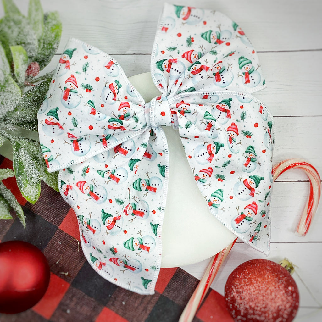 Traditional Snowmen Bow Strip and Scrunchie Collection