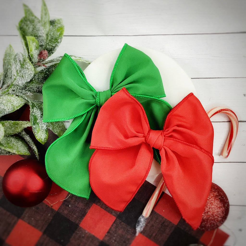 Christmas Poly Solids Pre-Tied Bow Strip Collection
