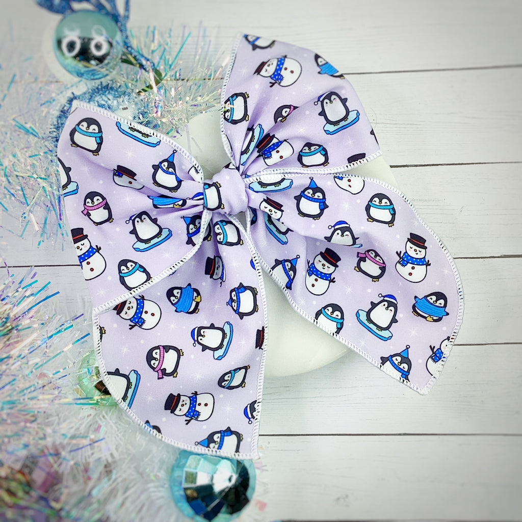 Penguins and Snowman Cuties Bow Strip and Scrunchie Collection