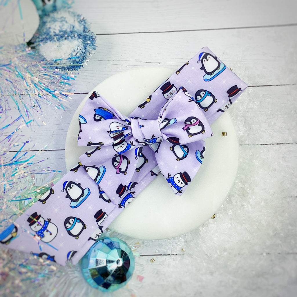 Penguins and Snowman Cuties Bow Strip and Scrunchie Collection