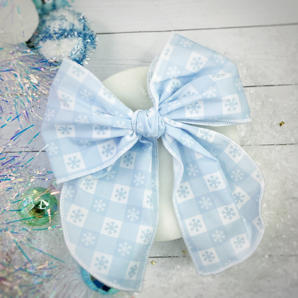 Snowflake Checker Bow Strip, Headband and Scrunchie Collection