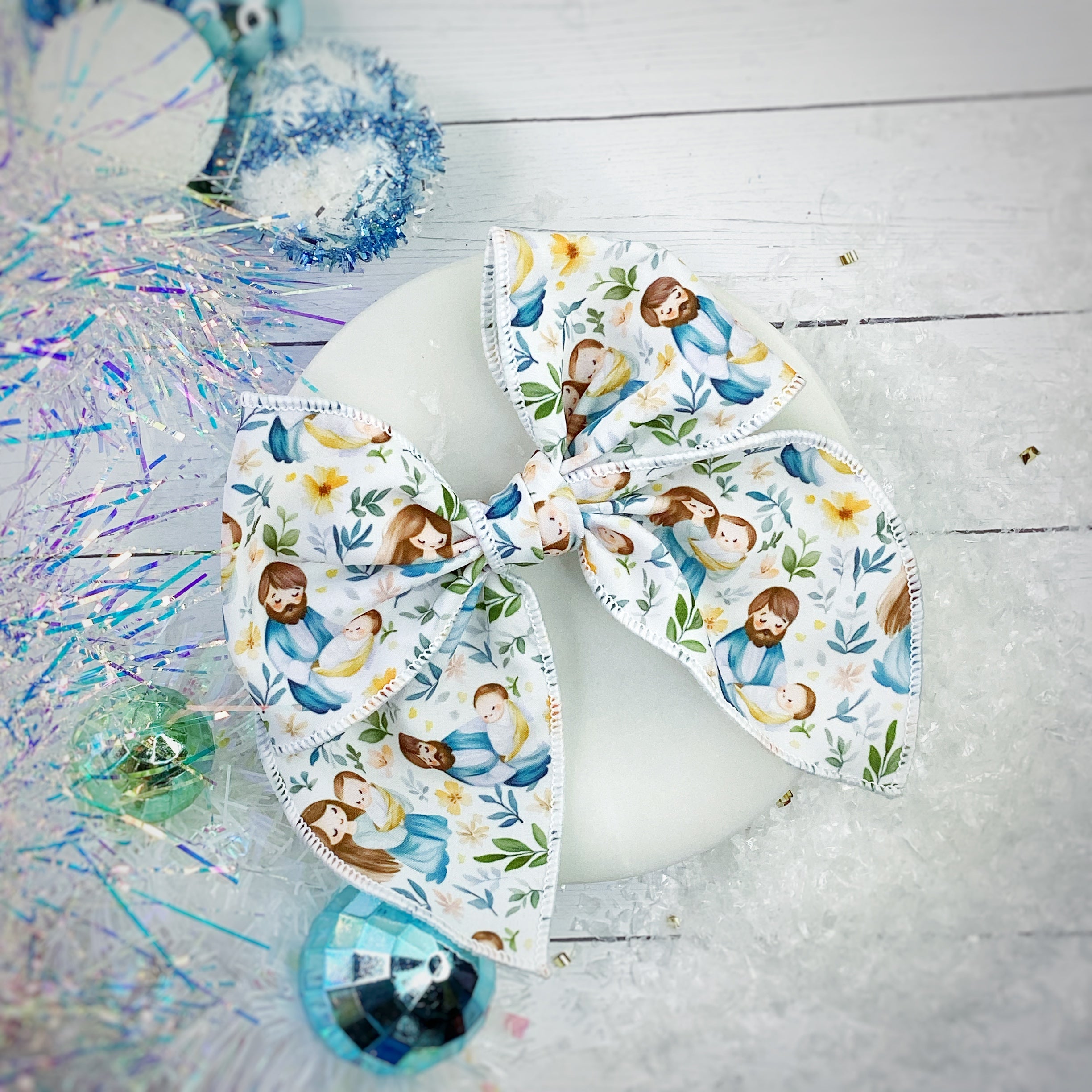 Baby Jesus, Mary and Joseph Pre-Tied Bow Strip Collection