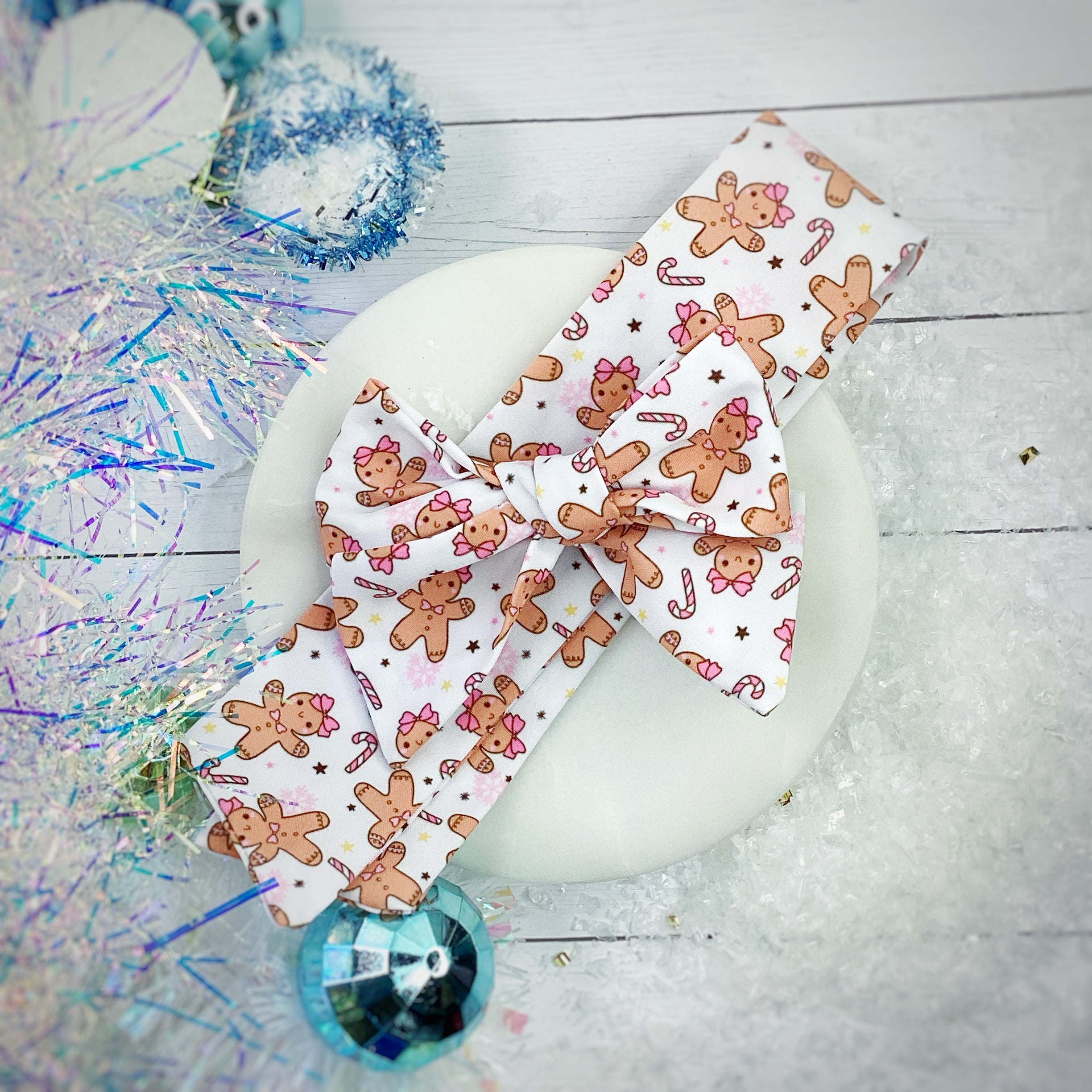 Cutie Gingerbread Girls Bow Strip, Headband and Scrunchie Collection