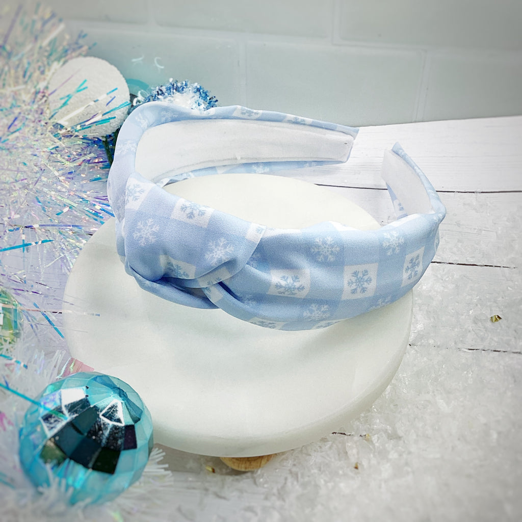 Snowflake Checker Bow Strip, Headband and Scrunchie Collection