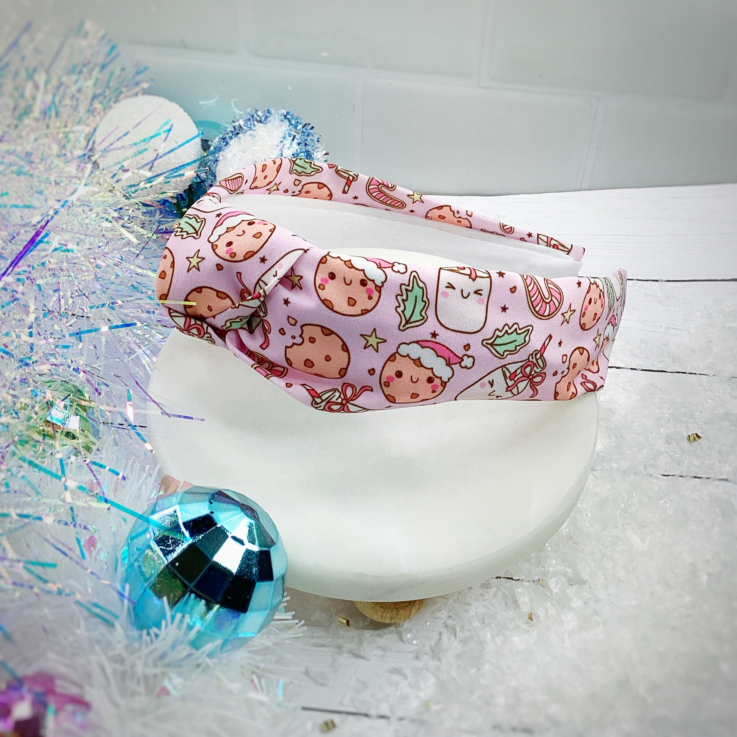 Cutie Christmas Milk and Cookies Bow Strip, Headband and Scrunchie Collection