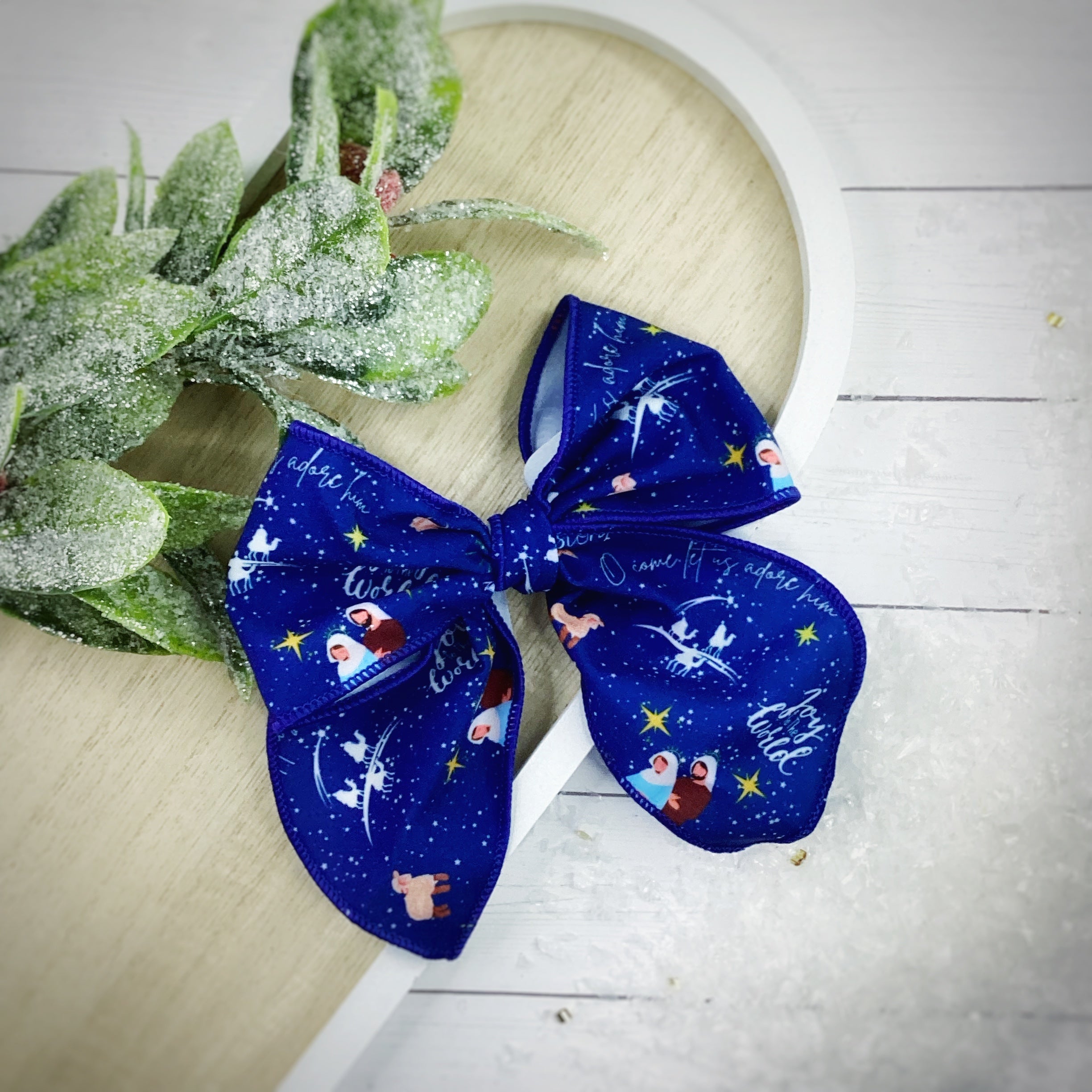 Christmas Nativity Pre-Tied Bow Strip and Scrunchie Collection