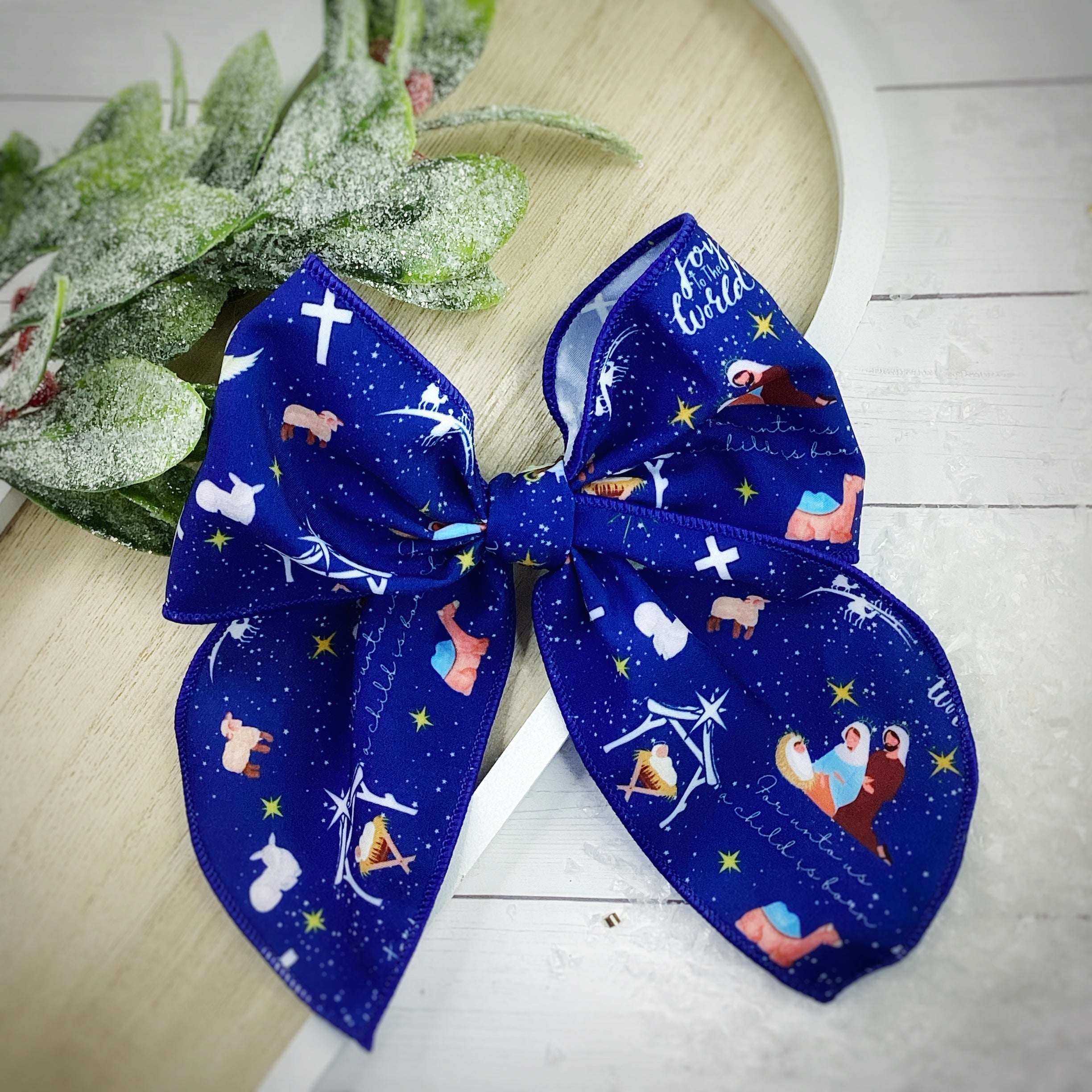 Christmas Nativity Pre-Tied Bow Strip and Scrunchie Collection