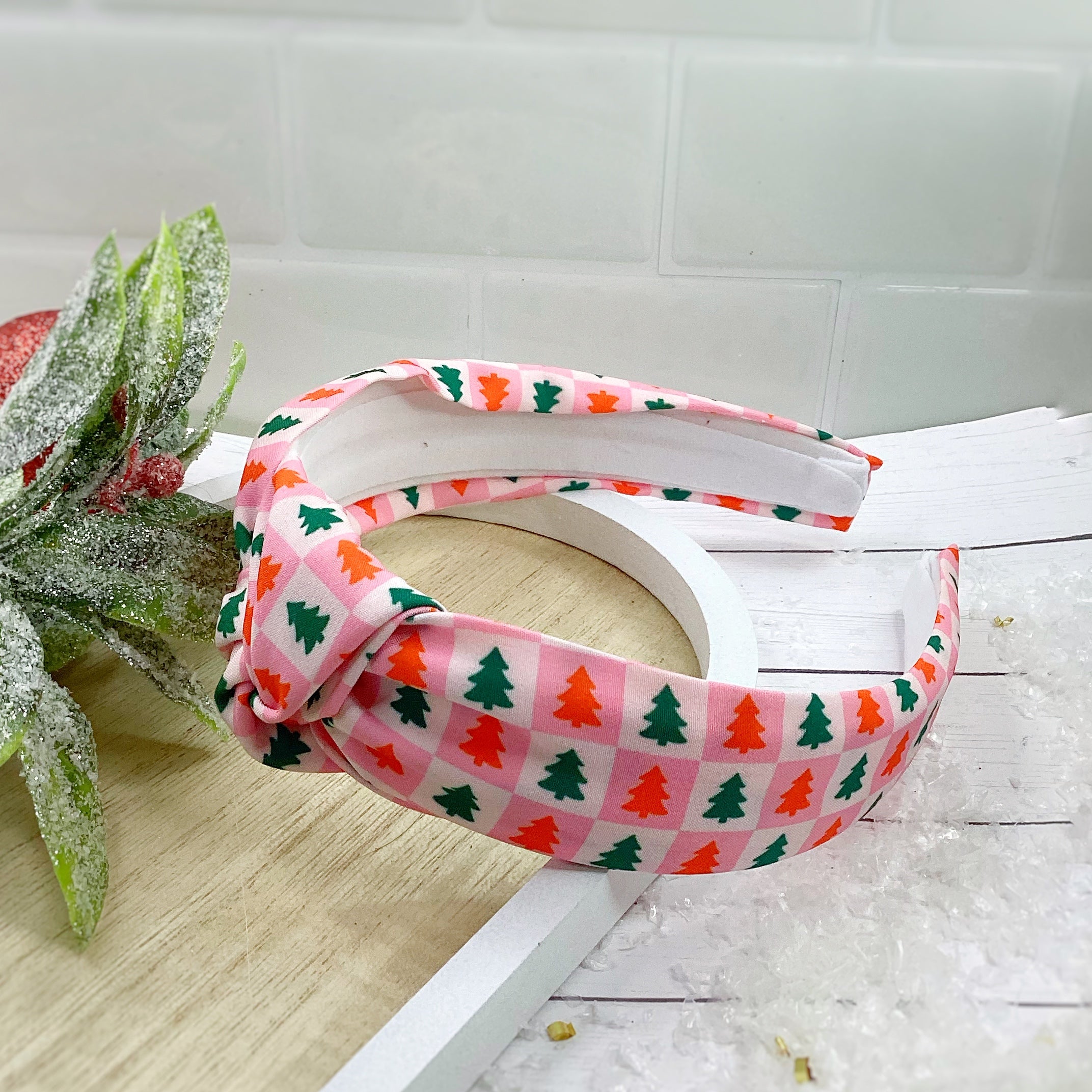 Christmas Tree Checker Bow Strip, Headband and Scrunchie Collection