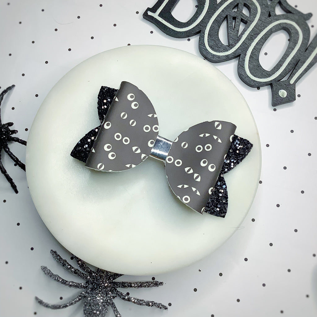 Spooky Eyes Faux Leather Bows