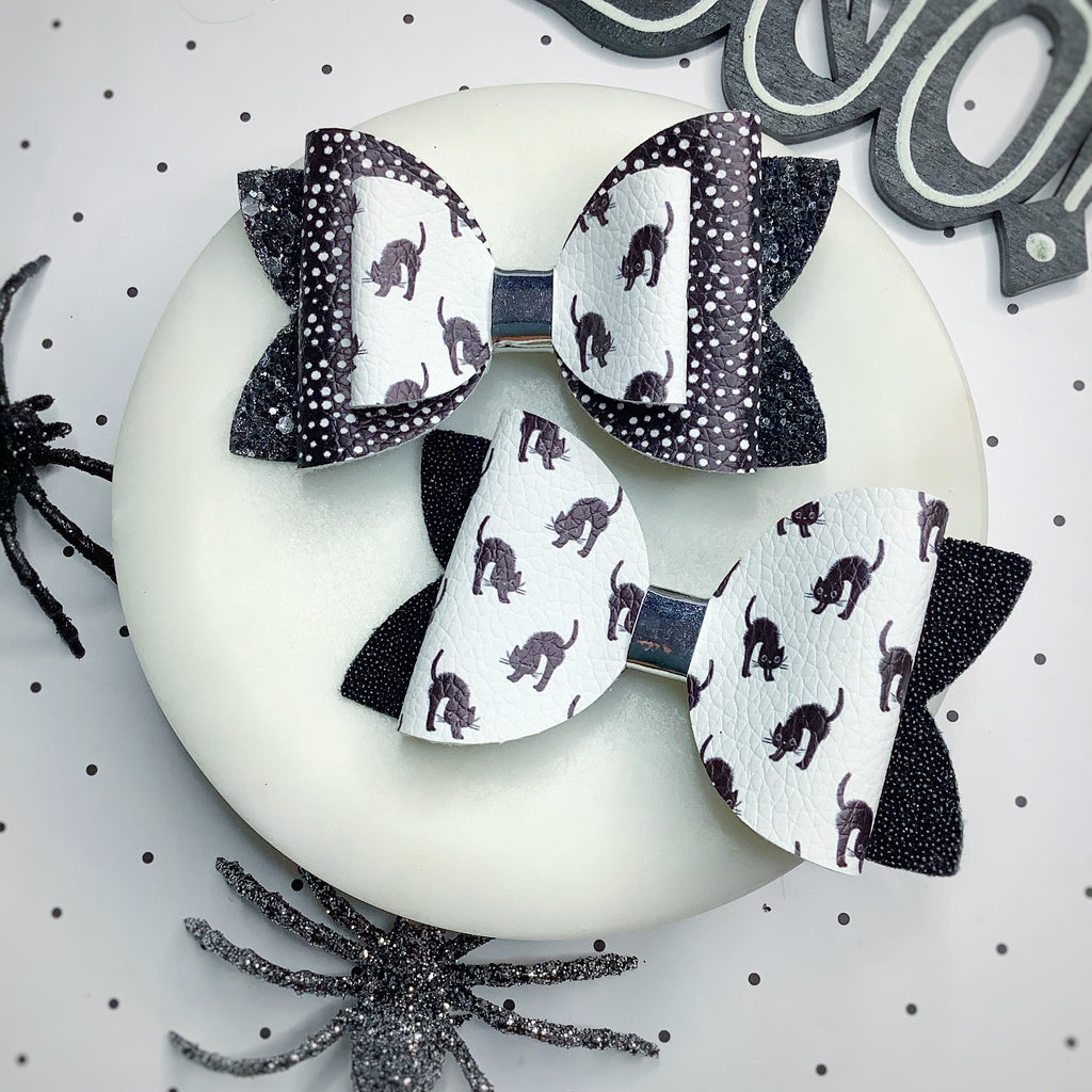 Spooky Cats Faux Leather Bows