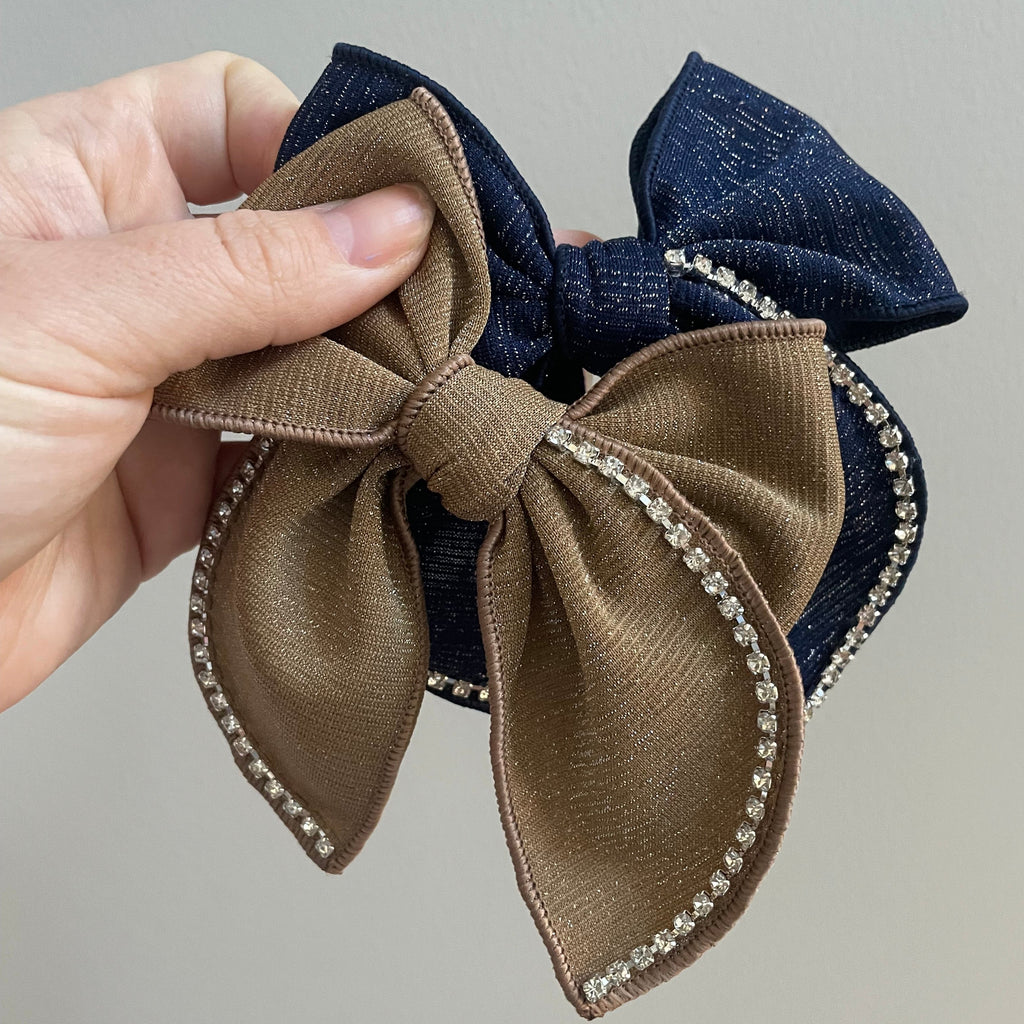 School Uniform Rhinestone Pre-Tied Bow Strips