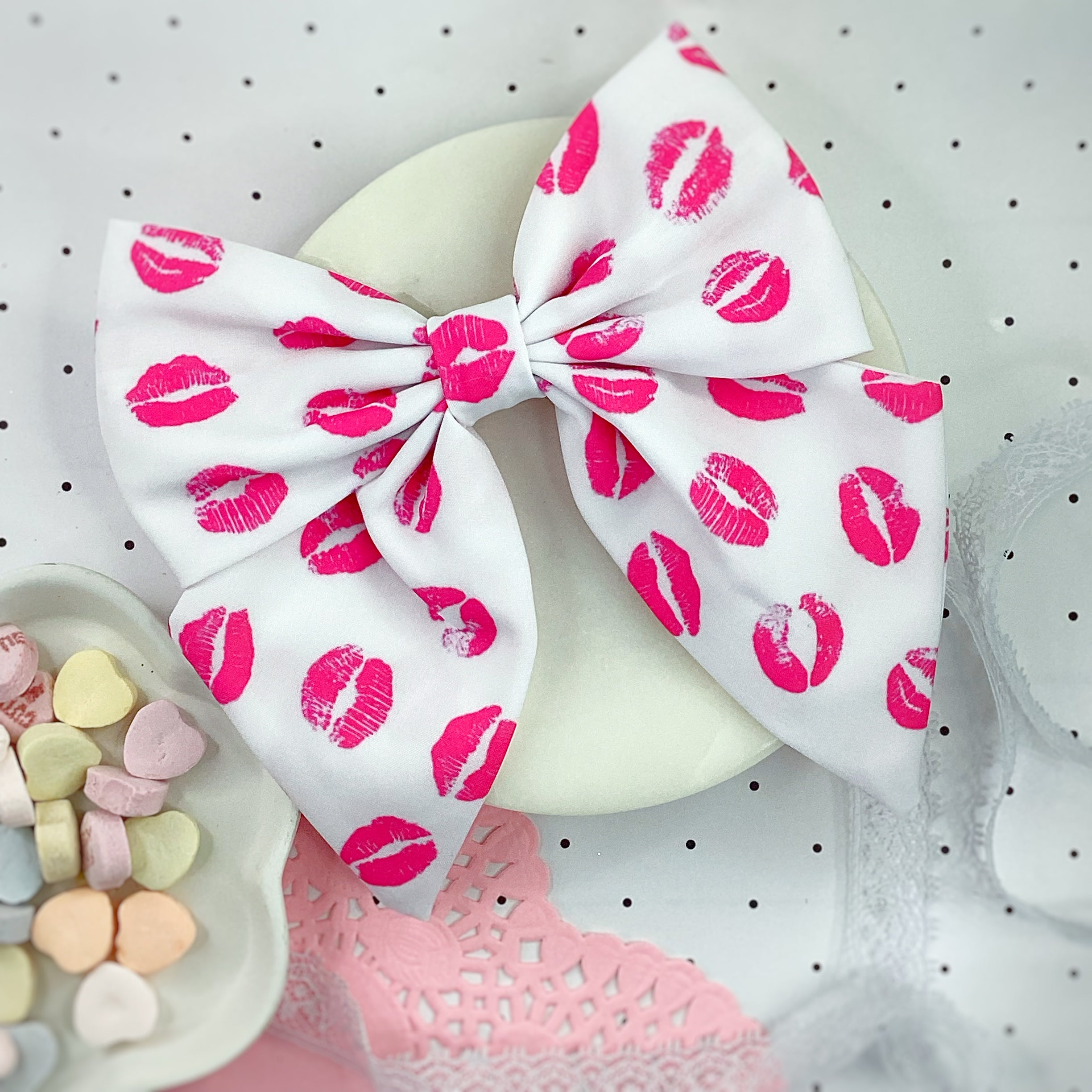 Pink Kisses Finished Bow