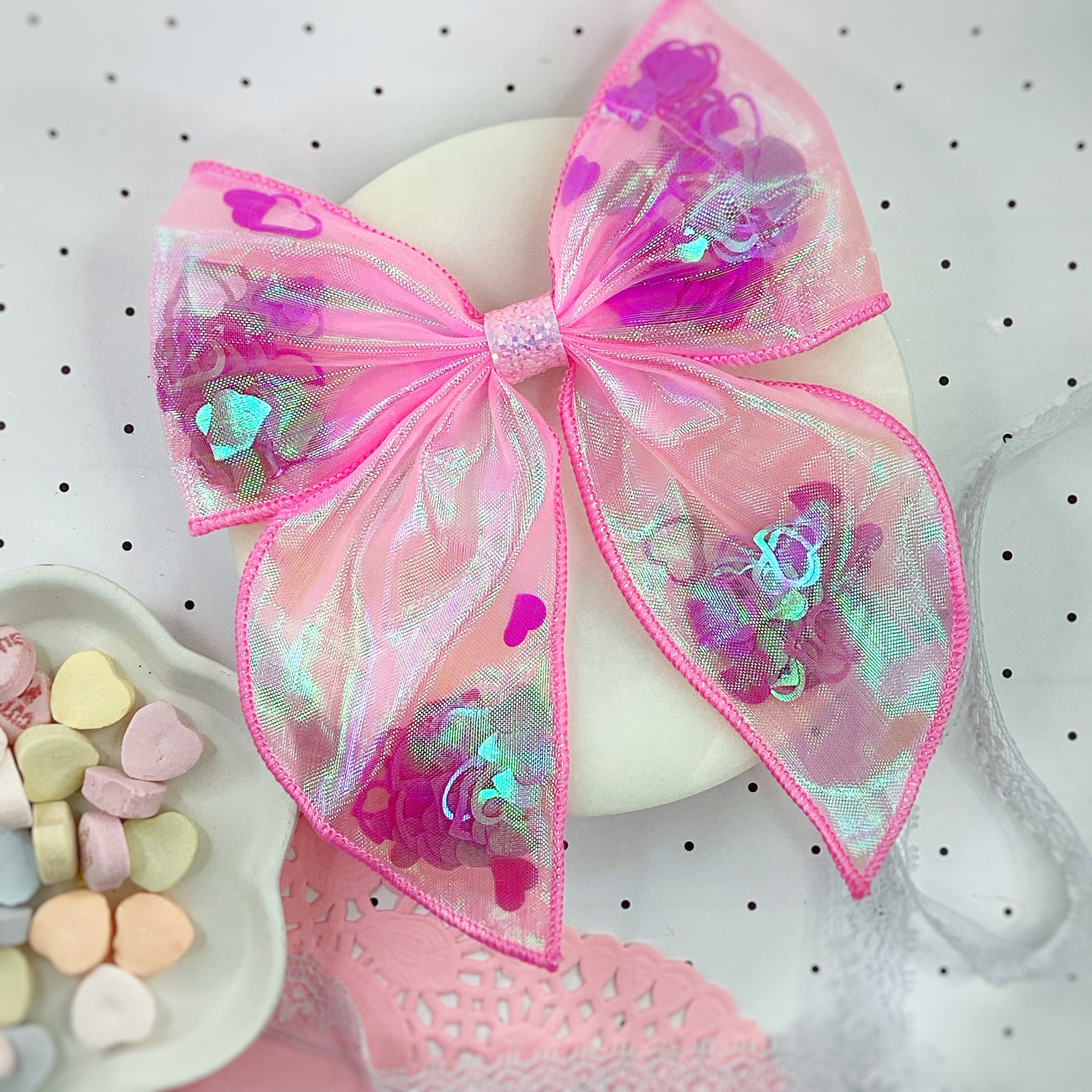 Iridescent Hearts Shaker Bows