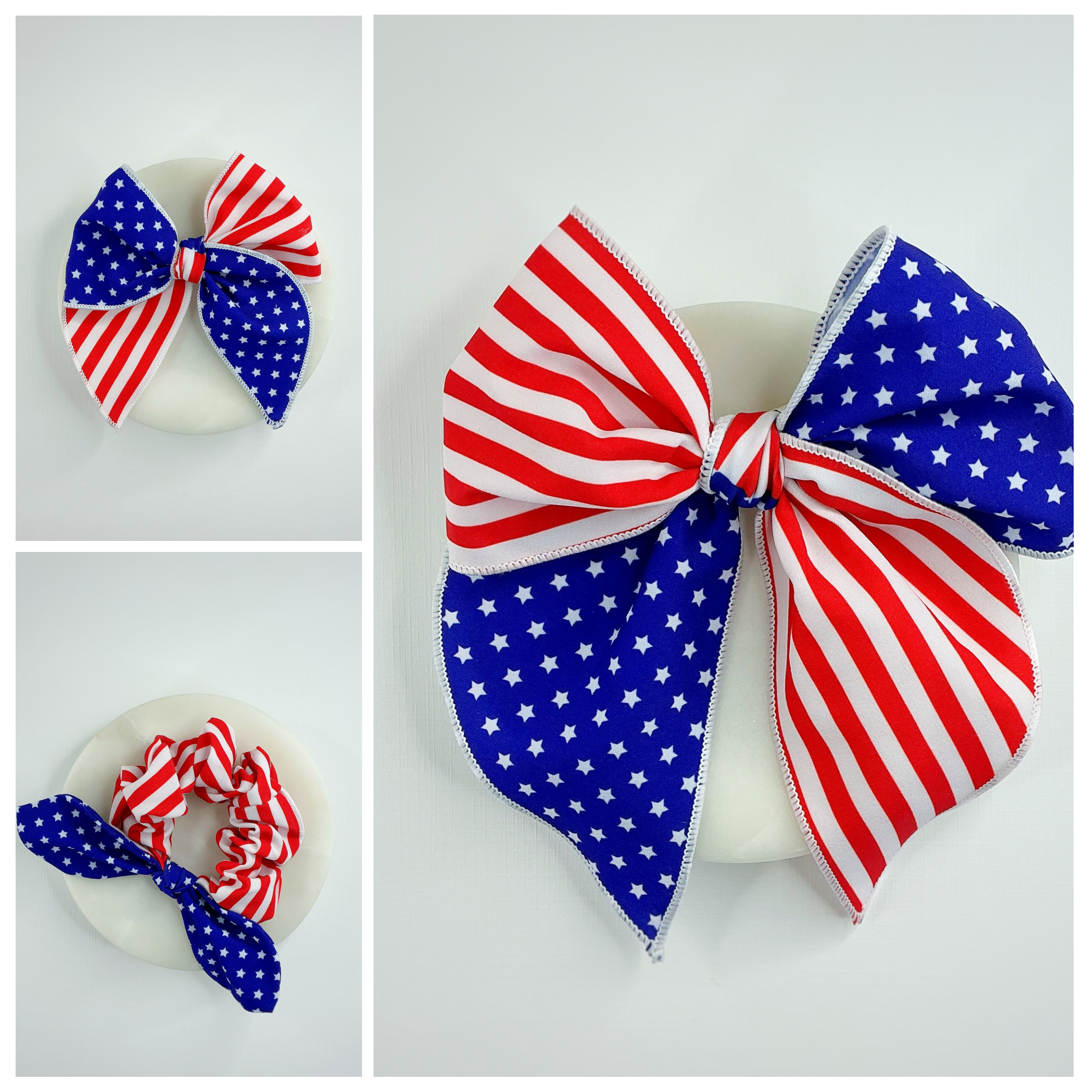 Stars and Stripes Pre-Tied Bow Strip and Scrunchie Collection