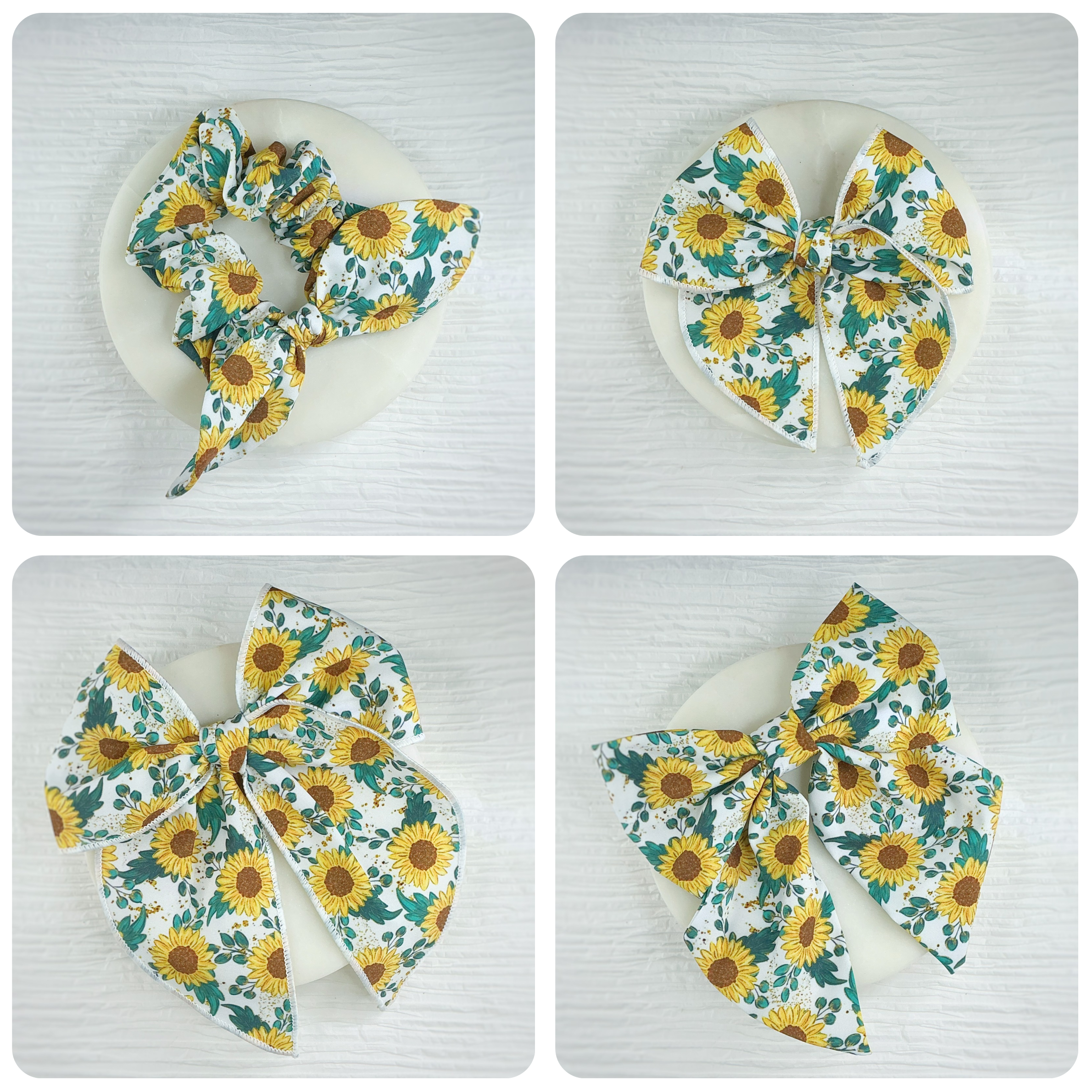 Sunflower Fields Bow Strip, Finished Bow and Scrunchie Collection