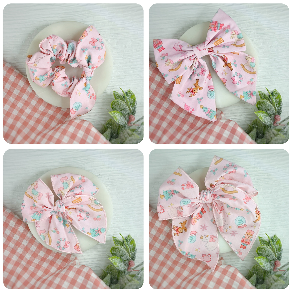 Nutcracker and Toys Bow Strip, Finished Bow and Scrunchie Collection