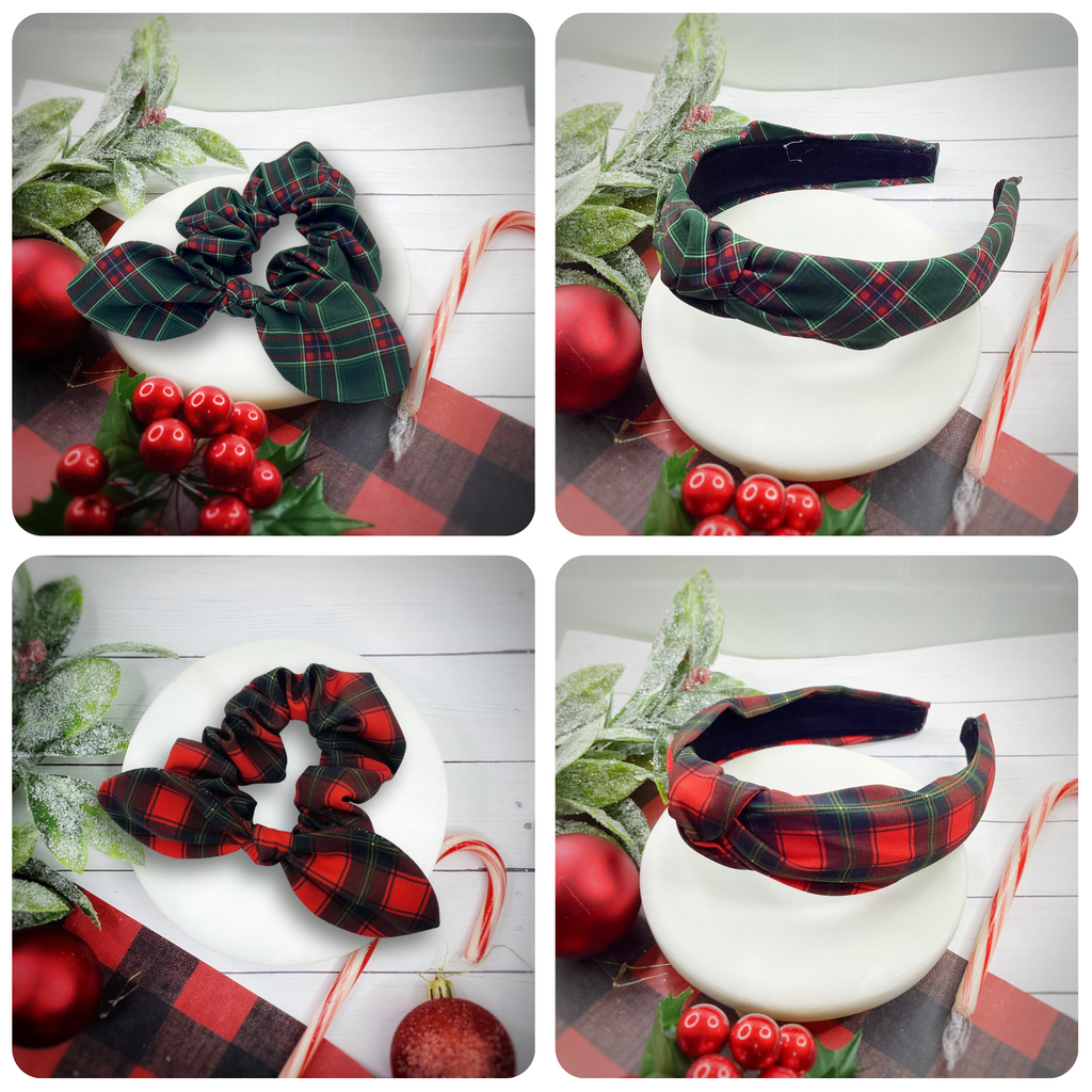 Christmas Plaid Headband and Scrunchie Collection