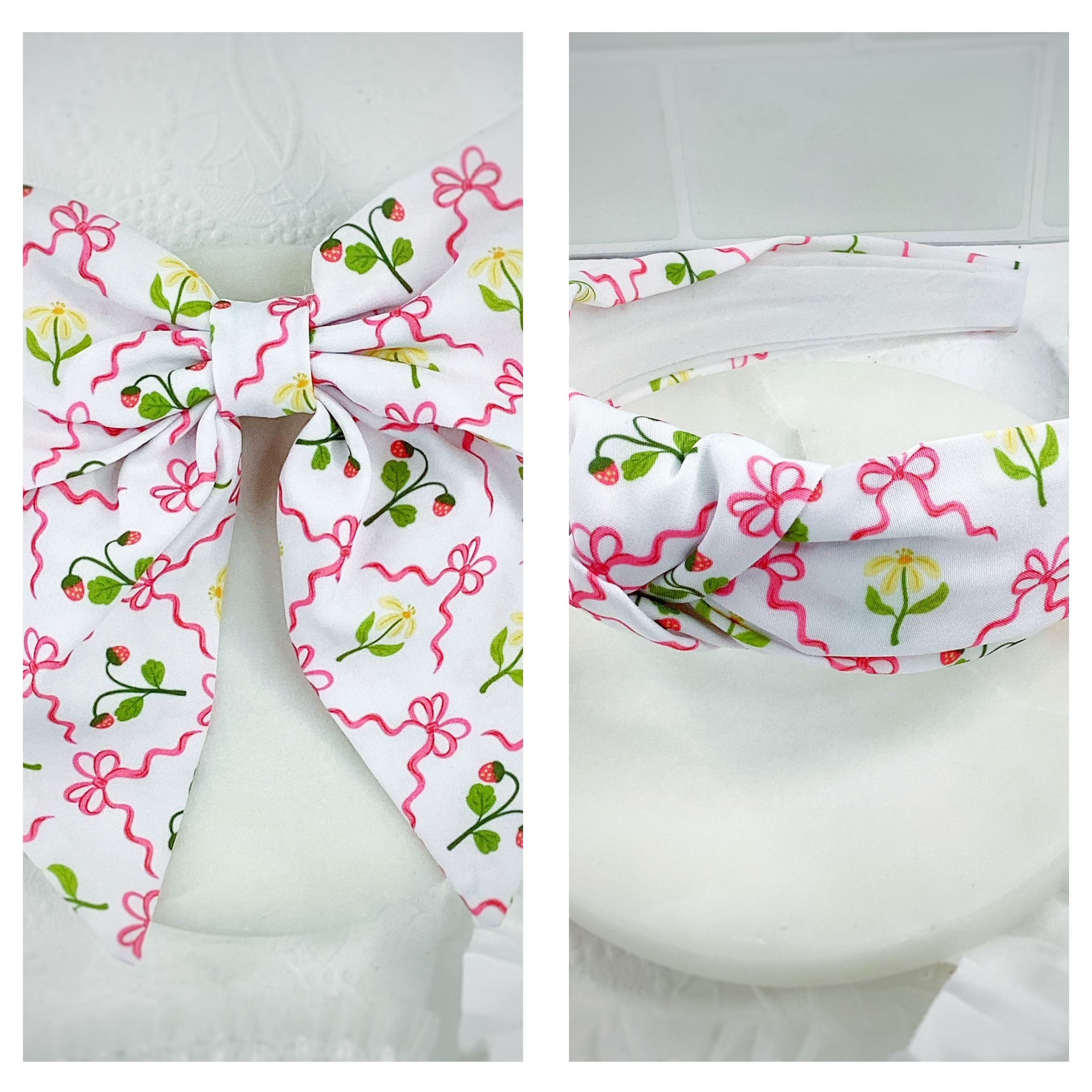 Spring Coquette Trellis Finished Bow and Headband Collection