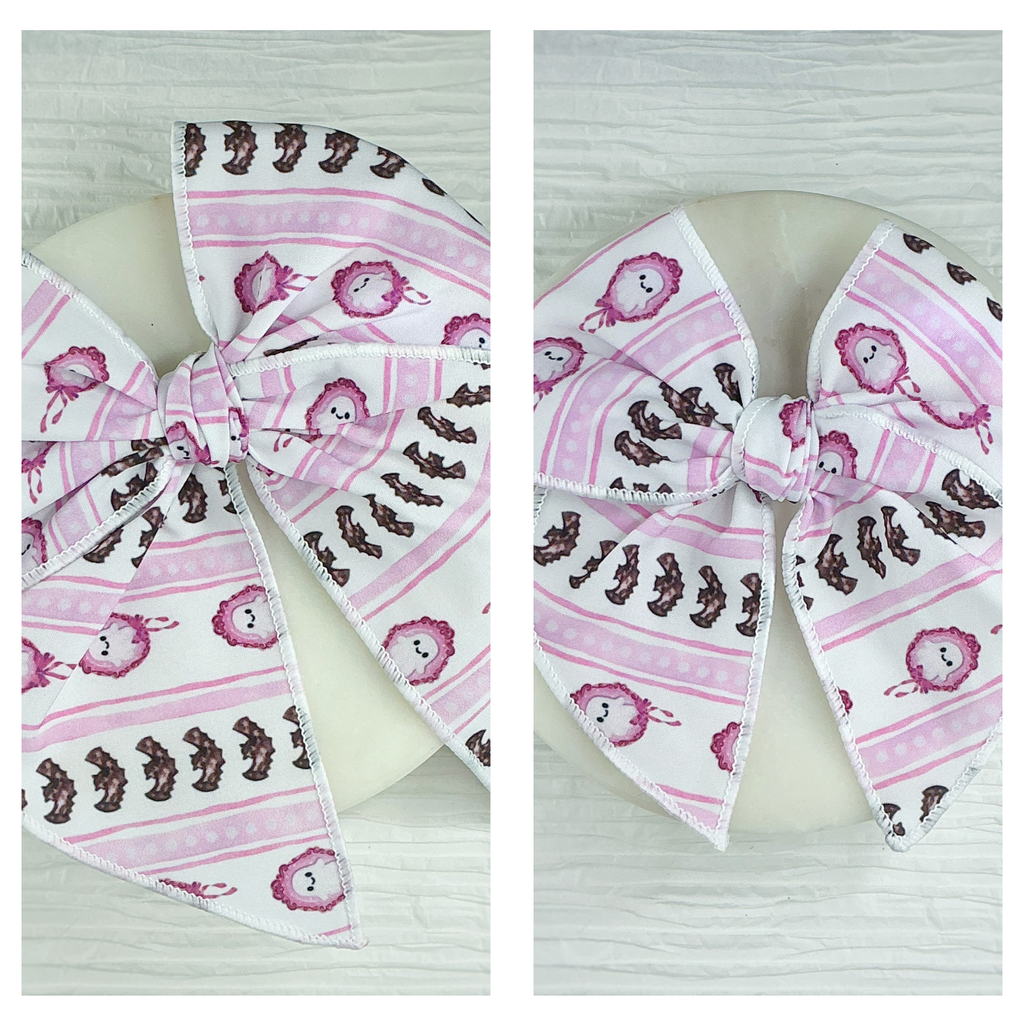 Coquette Stripe Ghosts and Bats Pre-Tied Bow Strip Collection