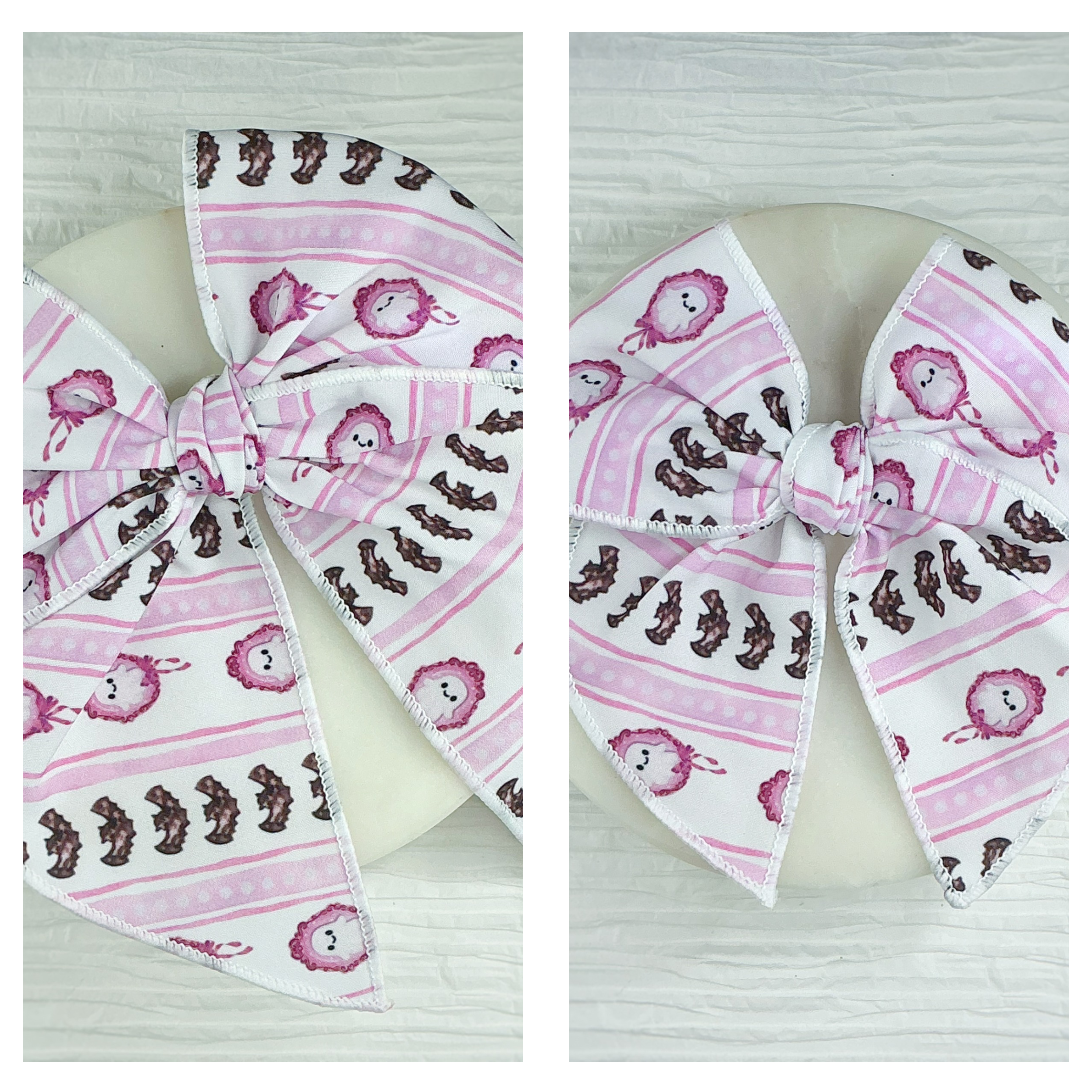 Coquette Stripe Ghosts and Bats Pre-Tied Bow Strip Collection