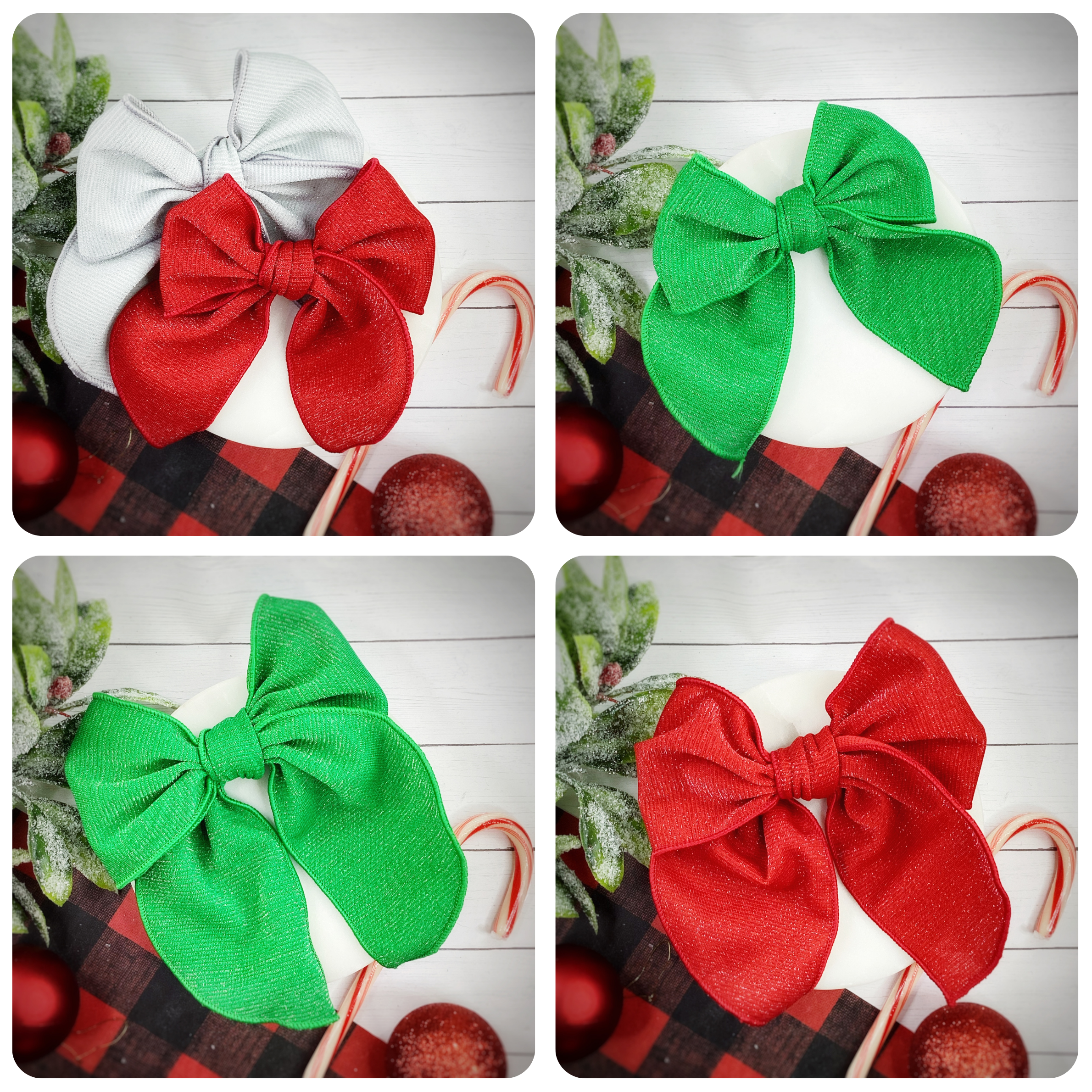 Christmas Sparkle Solids Pre-Tied Bow Strip Collection